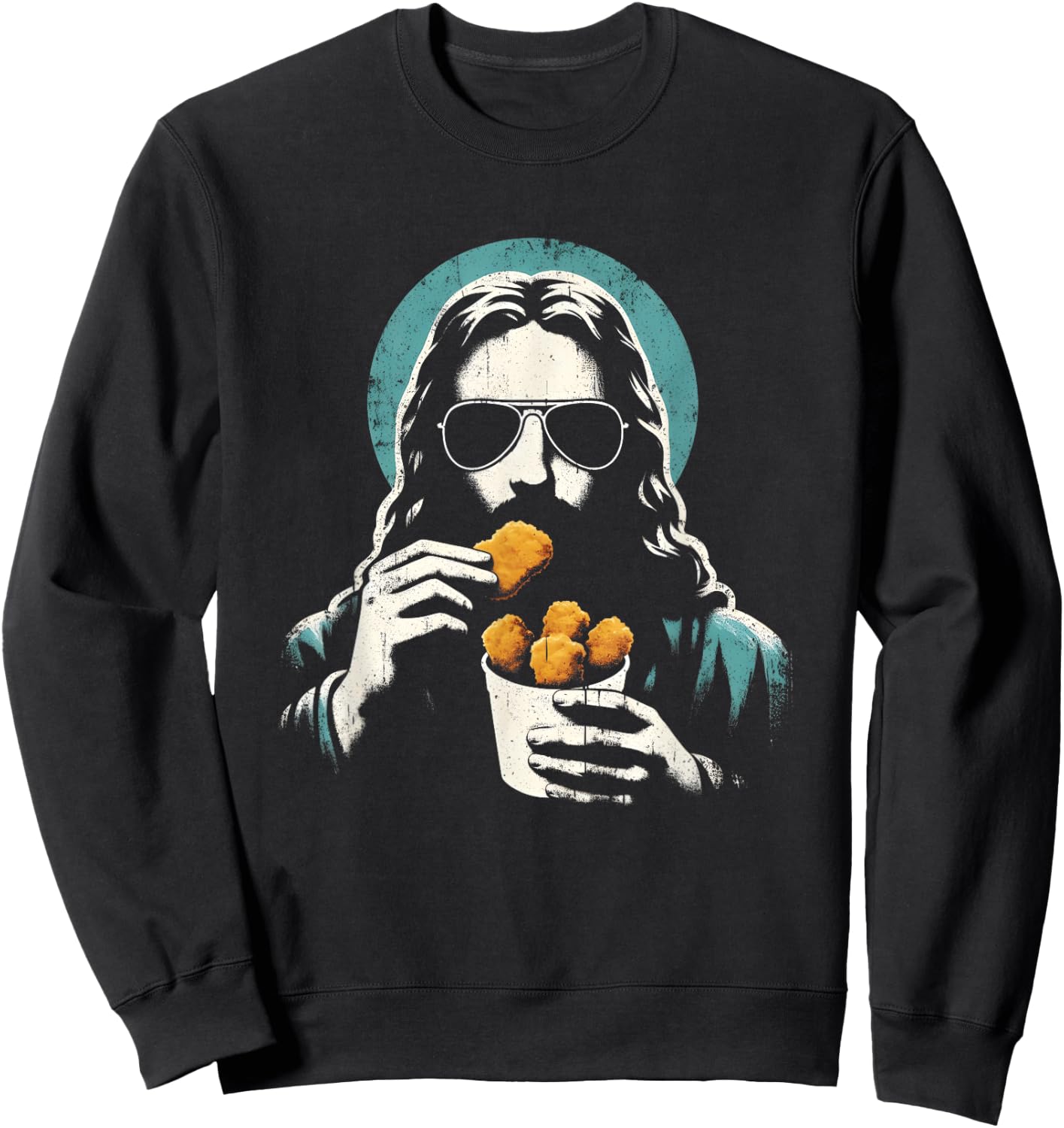 Jesus Chicken Nuggets - Funny Christian Religious Nug Lover Sweatshirt - Sweatshirt | Black