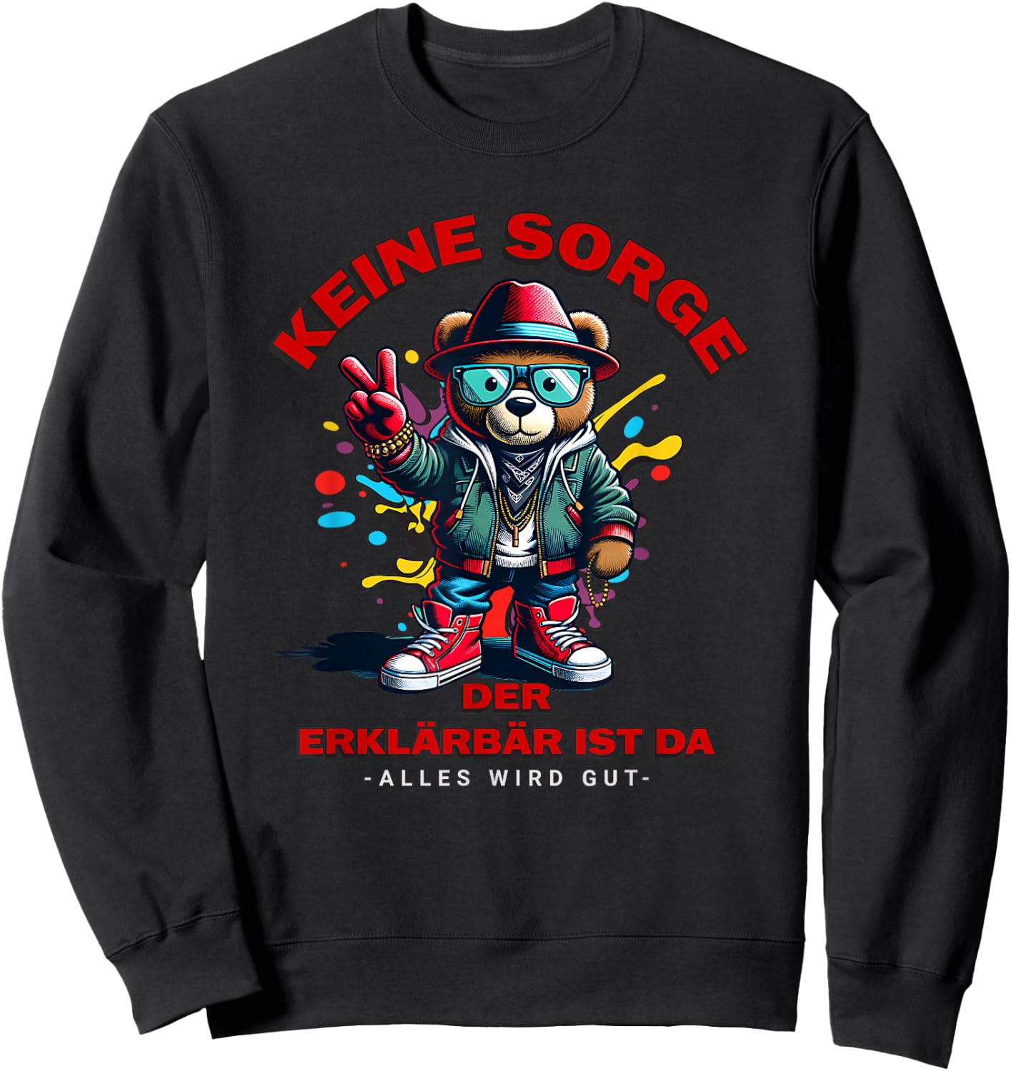 Erklärbär ist da Motiv, Erklärbär im Einsatz Sweatshirt - Sweatshirt | Black