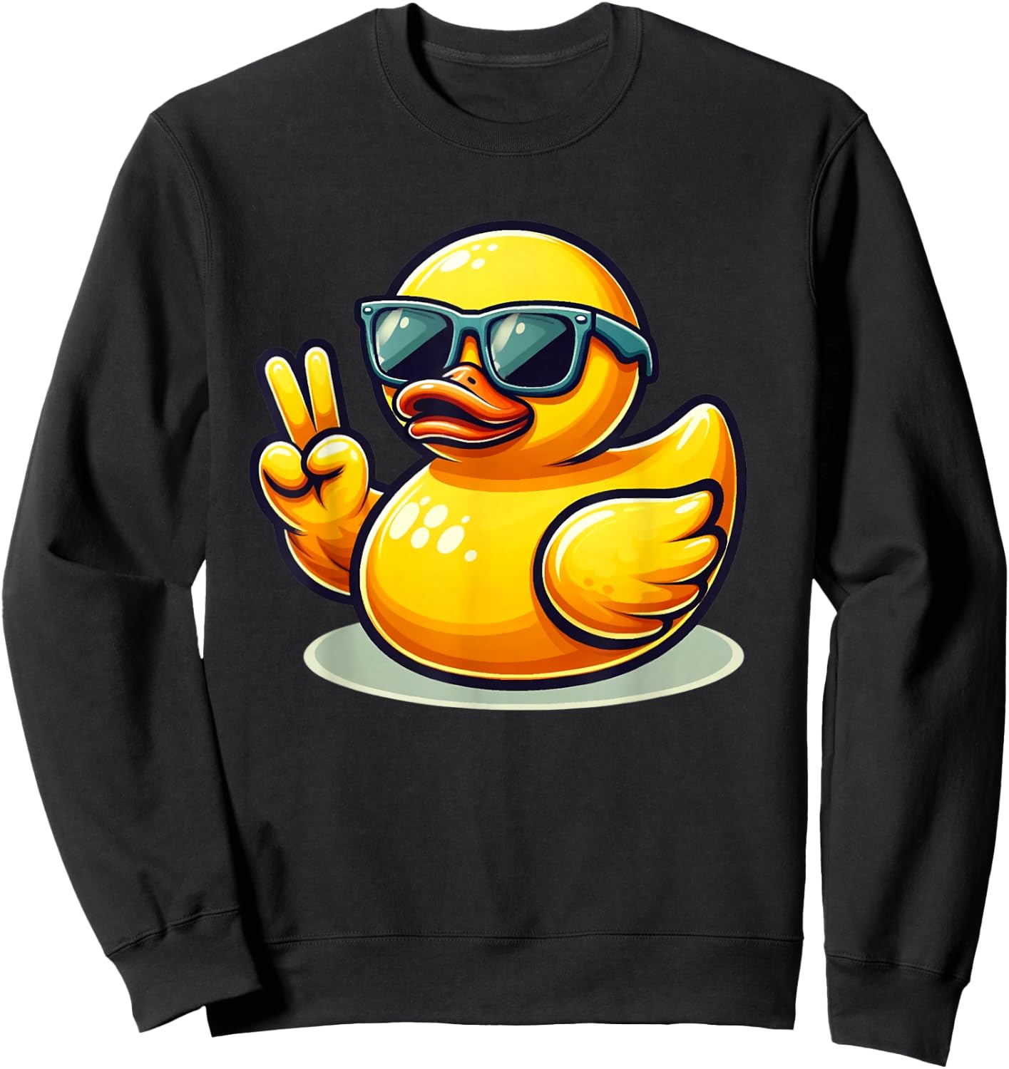 Cool Retro Yellow Rubber Duck in 70s 80s 90s Duck Lover Sweatshirt - Sweatshirt | Black