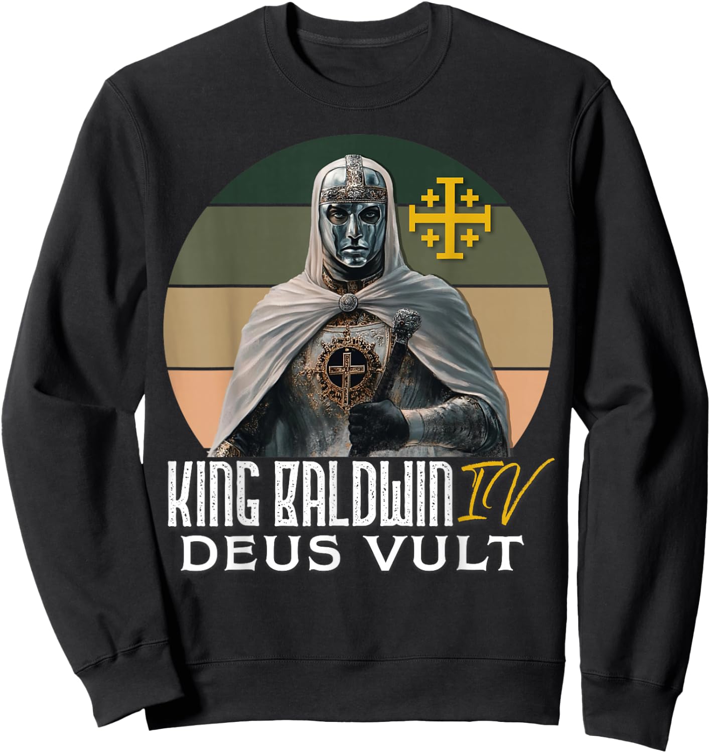 King Baldwin IV Jerusalem Cross Catholic Sweatshirt - Sweatshirt | Black