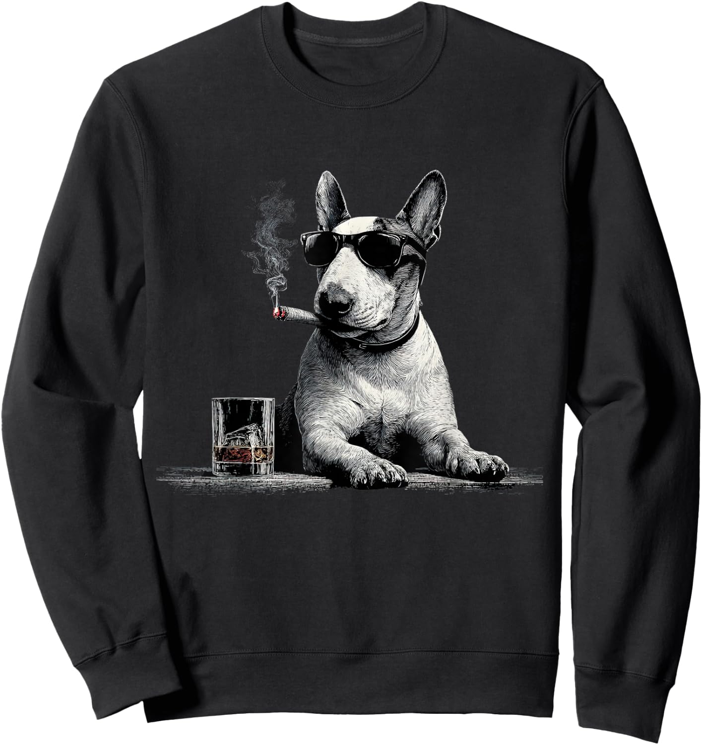 Bull Terrier Dad Dog Sunglasses Father's Day Family Sweatshirt - Sweatshirt | Black