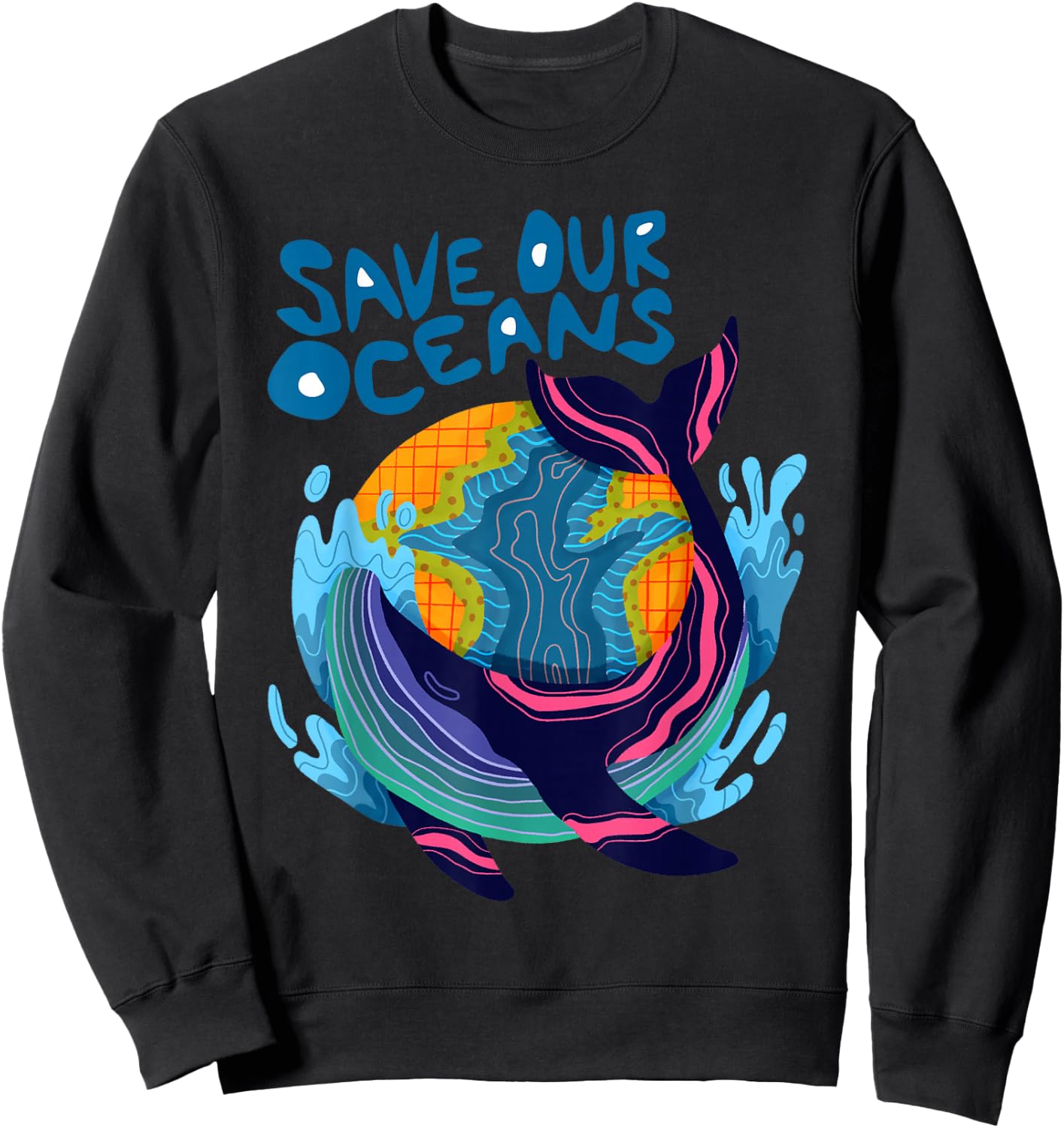 Whale Climate Change Save Our Oceans Sweatshirt - Sweatshirt | Black