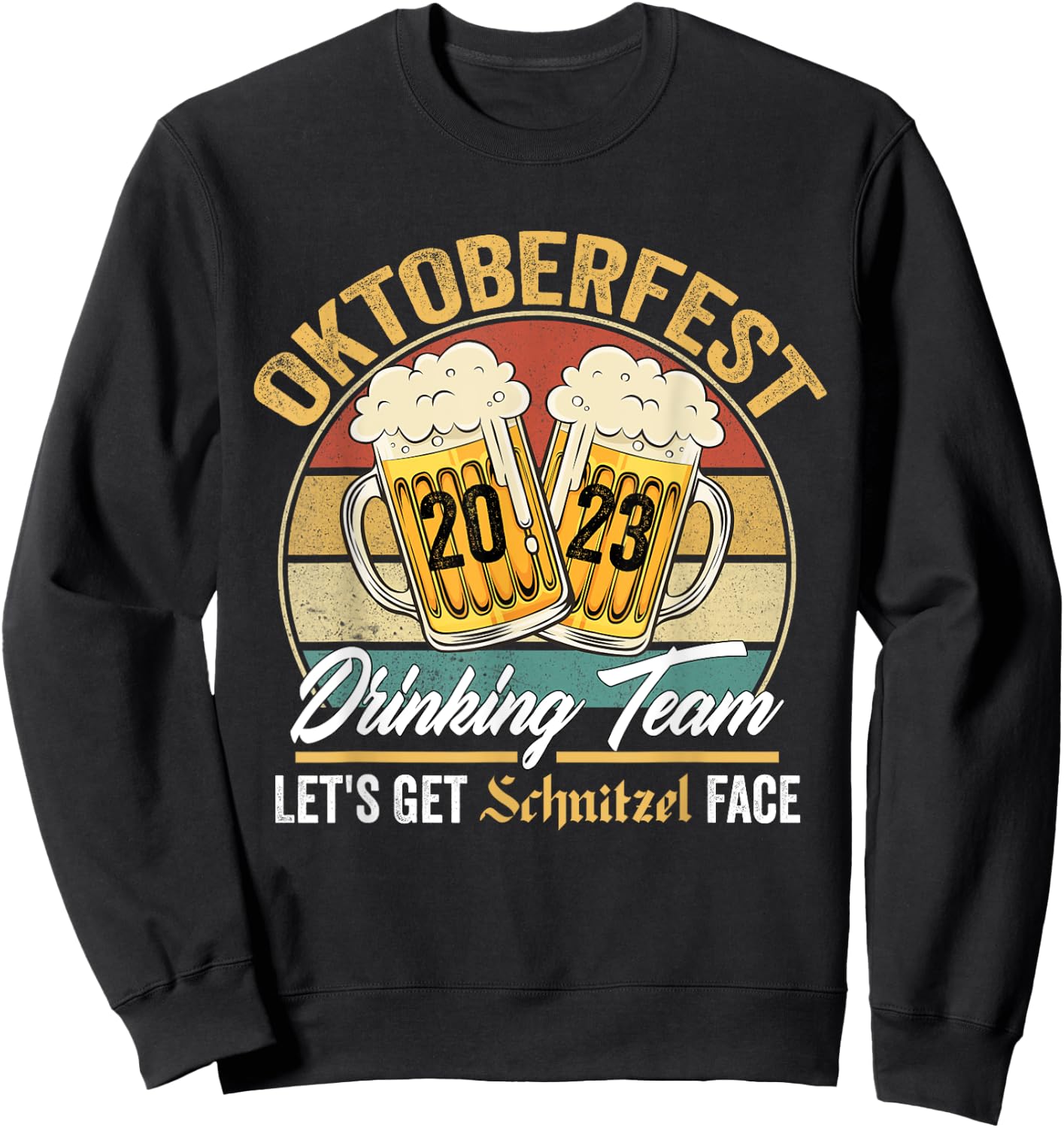 Oktoberfest 2023 Drinking Team Let's Get Schnitzel Face Sweatshirt - Sweatshirt | Black