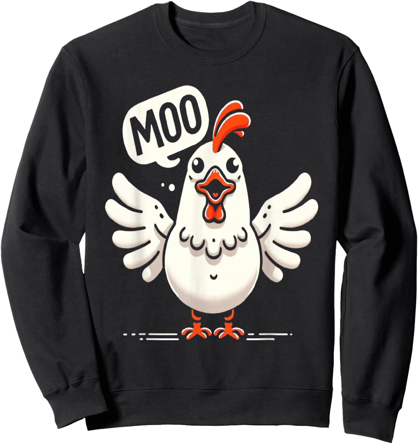 Moo Says the Chicken - Comical Cow-Chicken Fusion Graphic Sweatshirt - Sweatshirt | Black