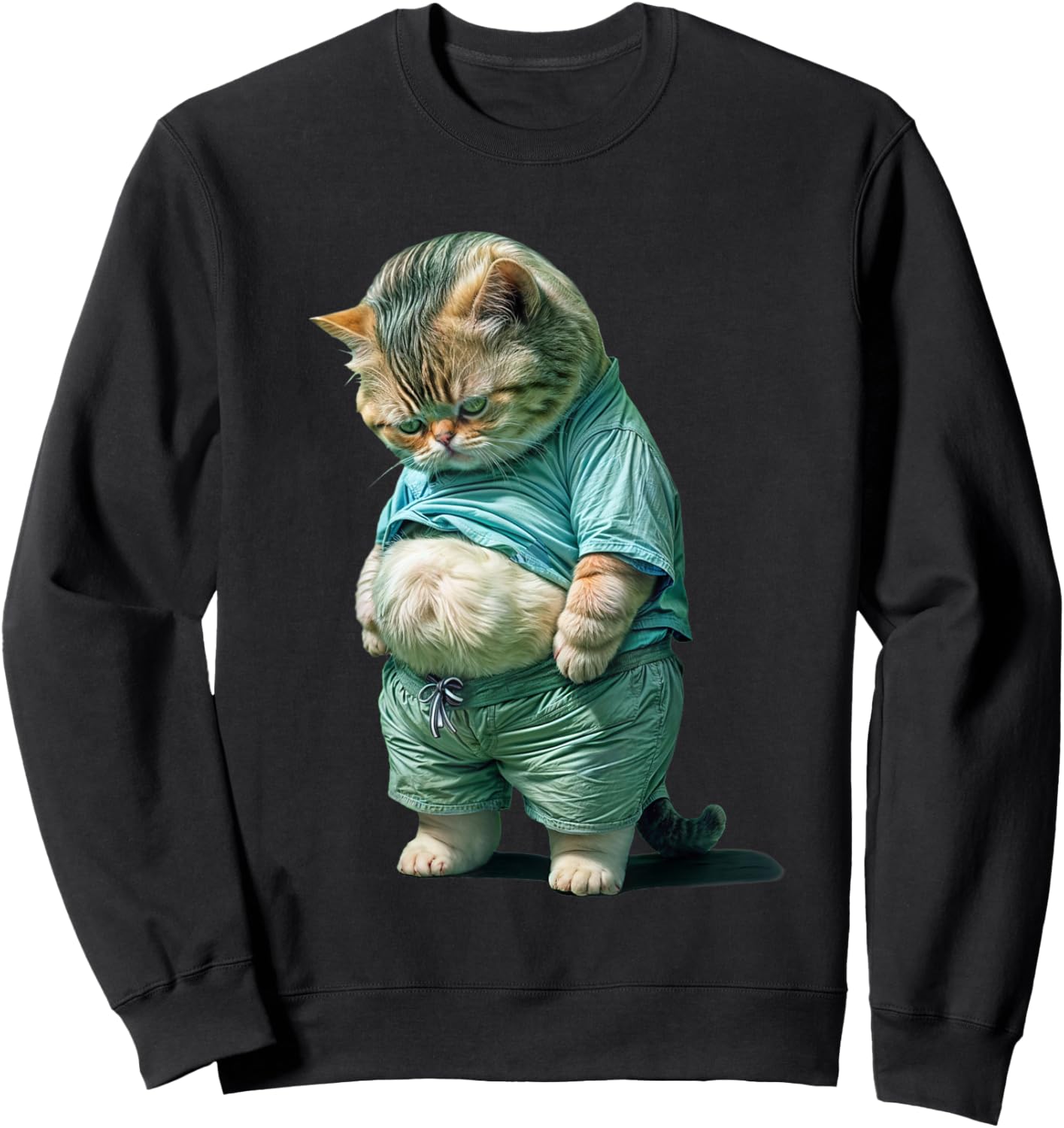 Funny Fat Cat IA Art Design Fat Kitten Cat Lover Sweatshirt - Sweatshirt | Black