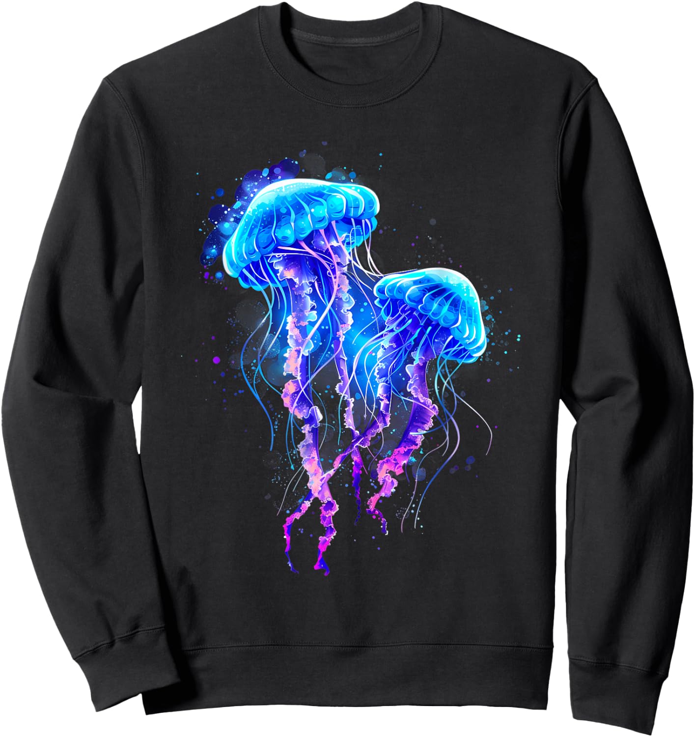 Jellyfish Artwork Sea Ocean Jellyfish Motif Marine Mammal Sweatshirt - Sweatshirt | Black