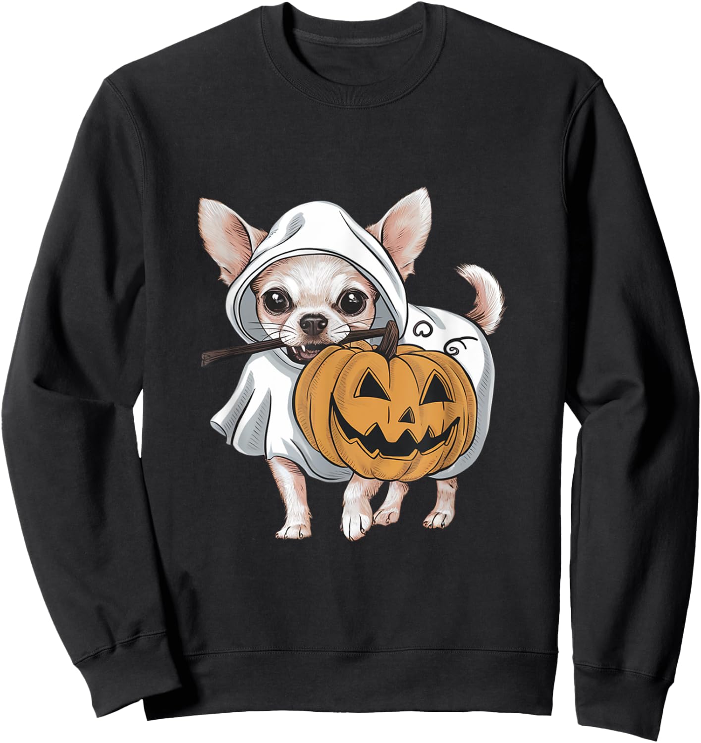 Chihuahua Ghost Dog Halloween Sweatshirt - Sweatshirt | Black