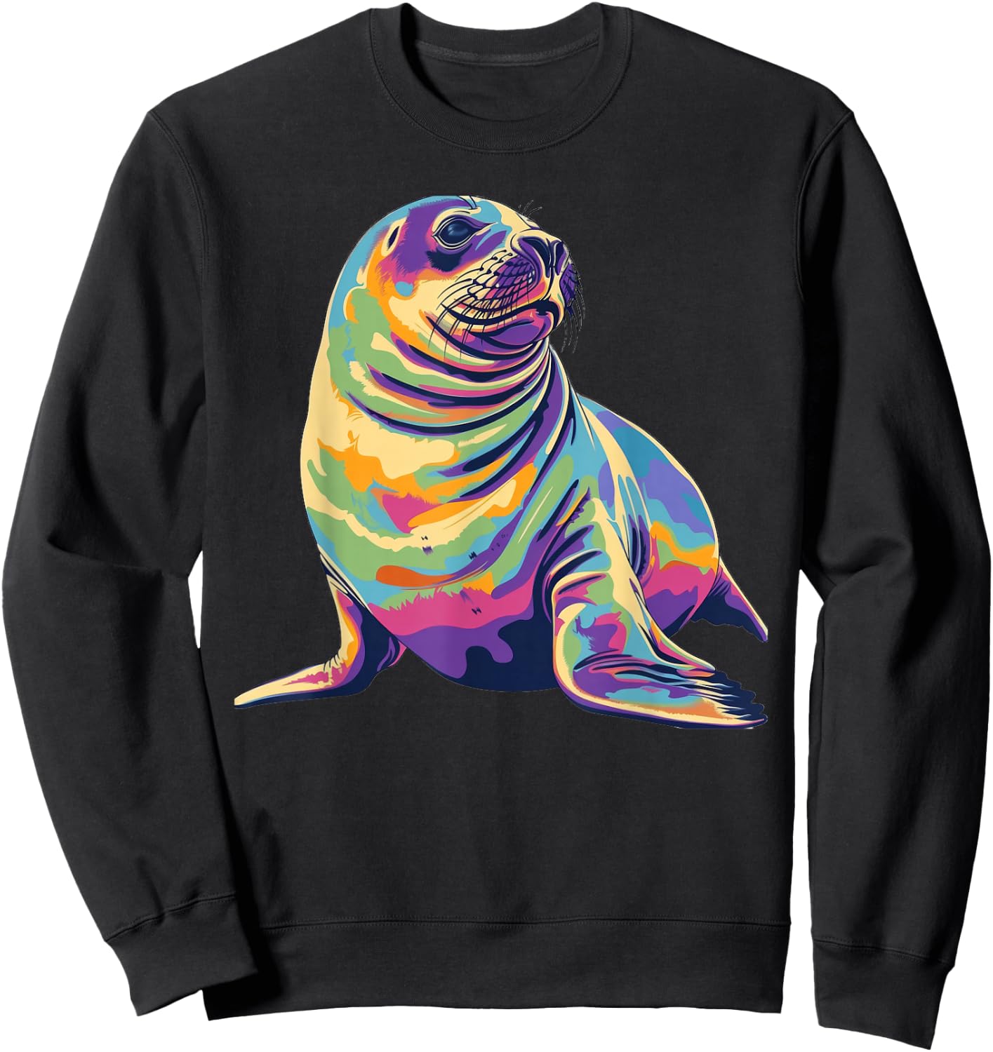 Elephant Seal 90s Retro Sweatshirt - Sweatshirt | Black