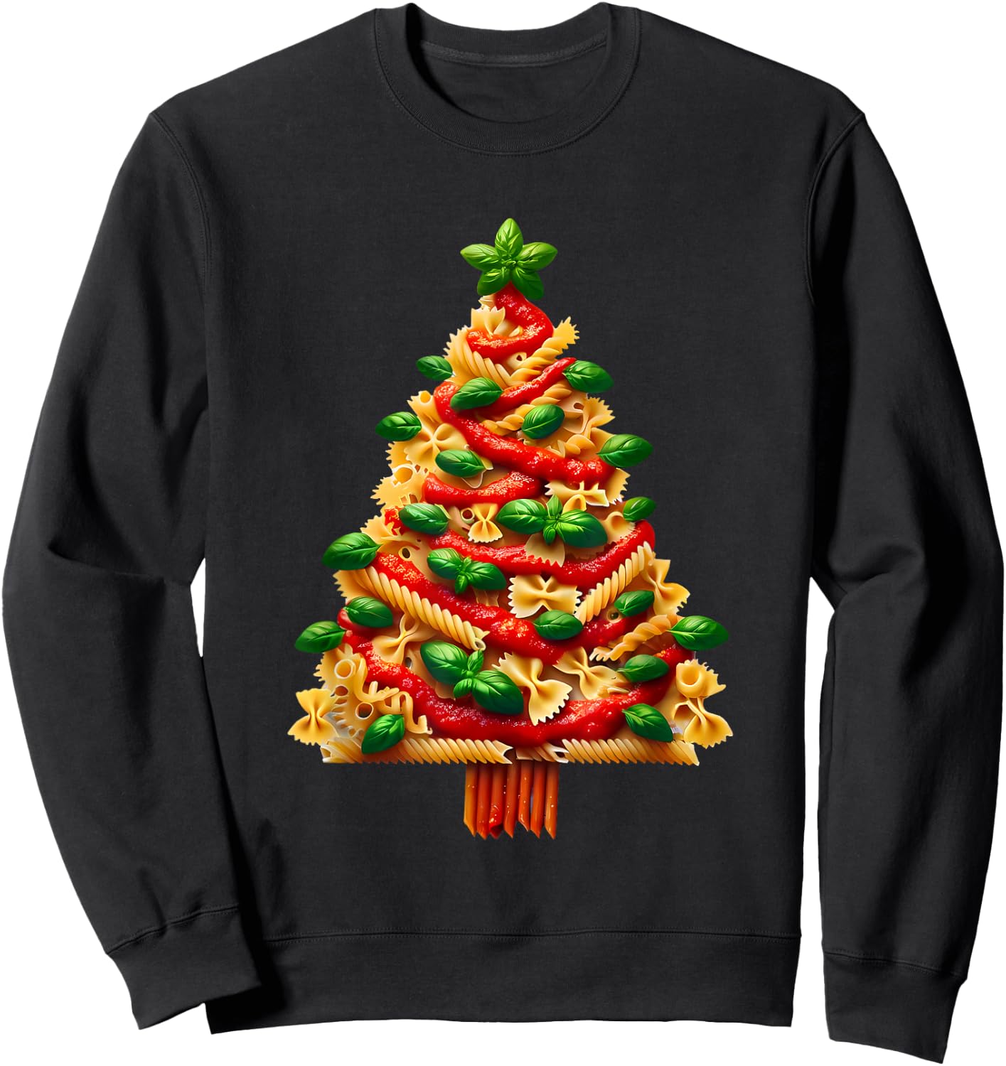 Funny Italian Pasta Christmas Tree Lights Xmas Women Sweatshirt - Sweatshirt | Black