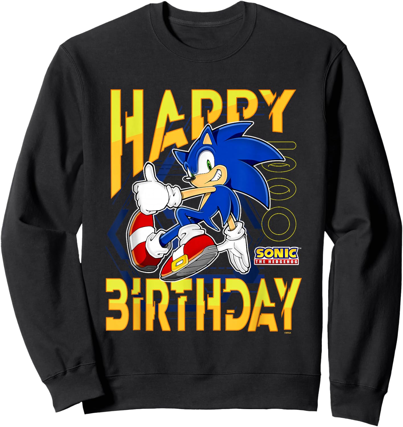 Sonic The Hedgehog Birthday Happy Birthday Thumbs Up Logo Sweatshirt - Sweatshirt | Black