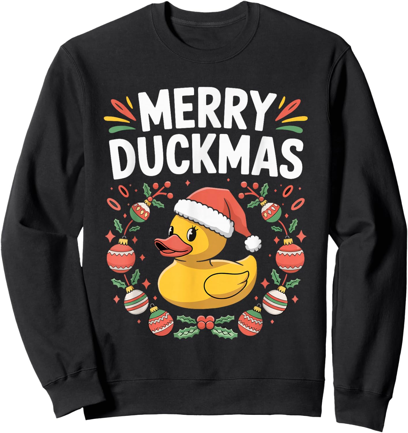 Merry Duckmas Christmas Rubber Duck Sweatshirt - Sweatshirt | Black