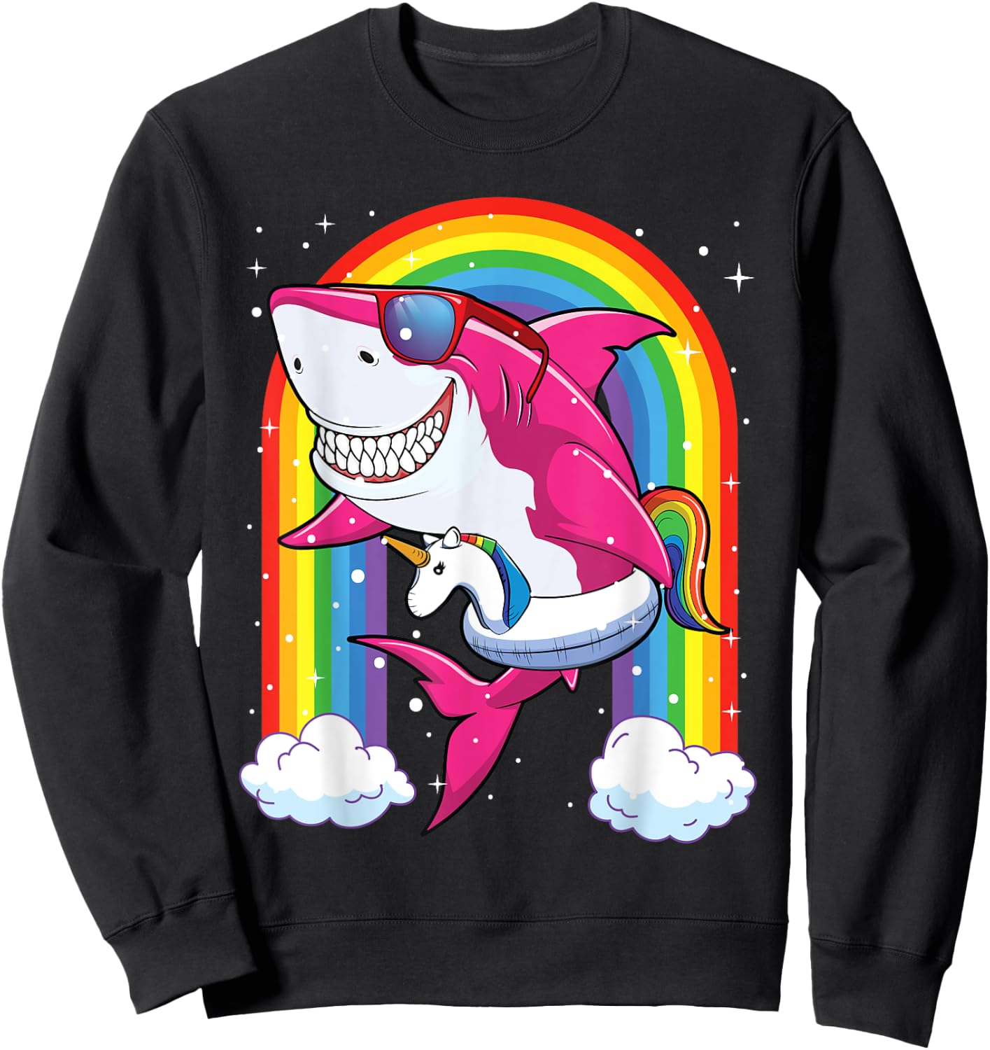 Pink Shark Shirt For Girls Kids Summer Vacation Unicorn Sweatshirt - Sweatshirt | Black