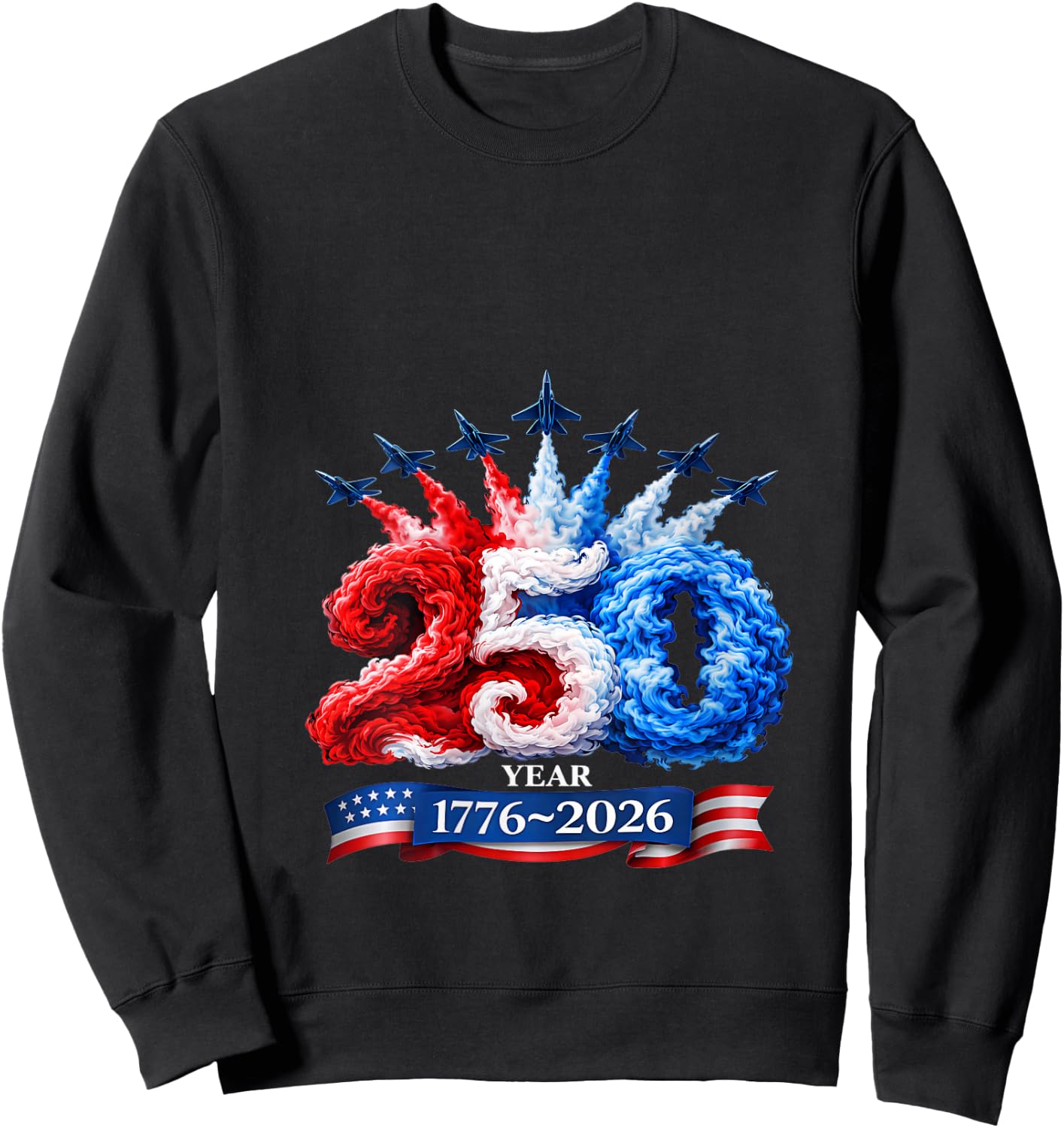 Women's 250 Years American 250th USA Patriotic 4th of July V-Neck Sweatshirt - Sweatshirt | Black