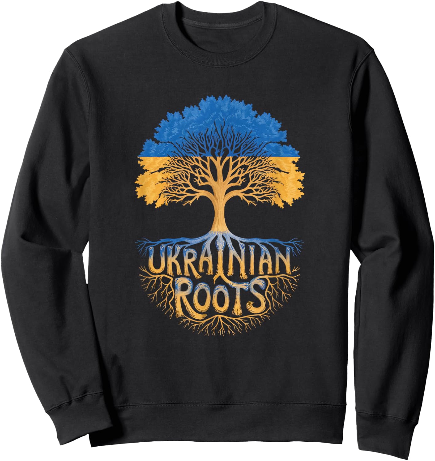 Ukrainian Roots - Ukraine Flag Colors Family Tree Souvenir Sweatshirt - Sweatshirt | Black