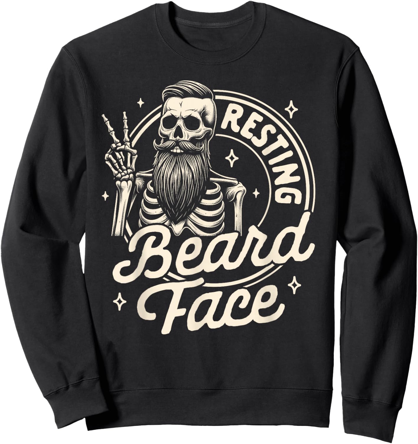 Bearded Dad Daddy Papa Father’s Day Resting Beard Face Sweatshirt - Sweatshirt | Black
