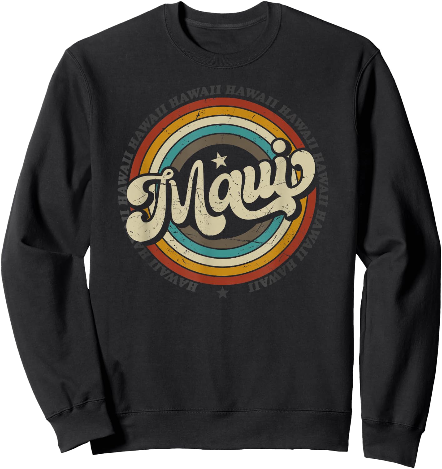 Maui Hawaii Hawaii Beach Surf Retro 70er 80er Vintage Sweatshirt - Sweatshirt | Black