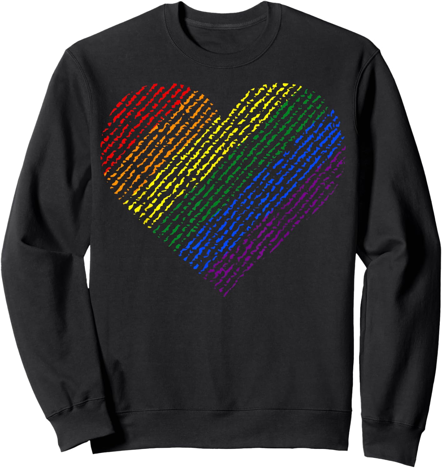 Large Rainbow Heart LGBT Gay Pride Love Support Sweatshirt - Sweatshirt | Black