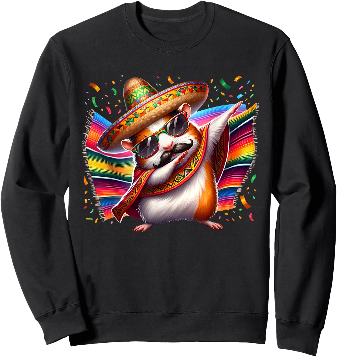 Mexican Guinea Pig Hamster Animal Party Fiesta Cinco De Mayo Sweatshirt - Sweatshirt | Black
