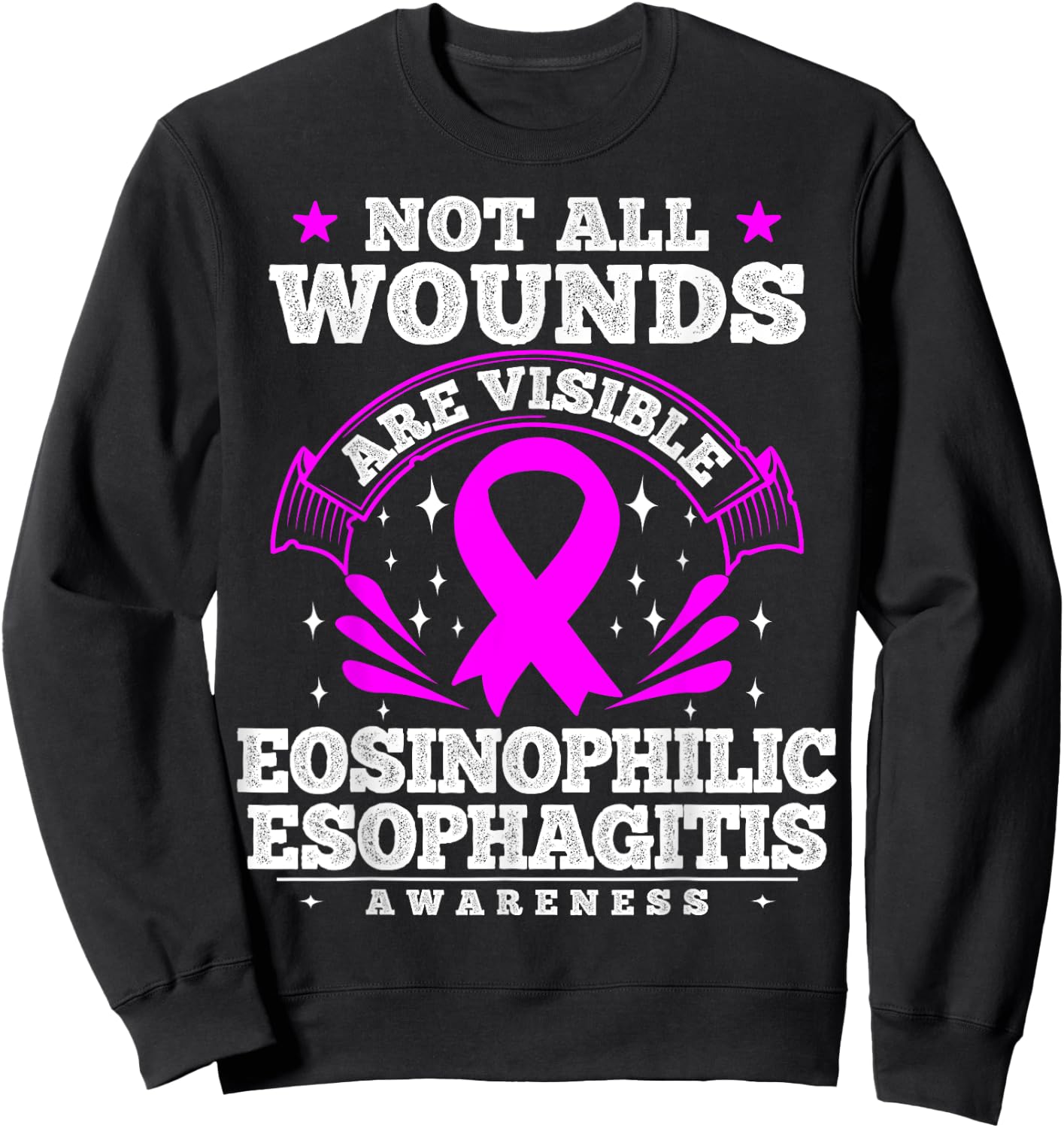 Not All Wounds Are Visible EOE Awareness Ribbon Sweatshirt - Sweatshirt | Black