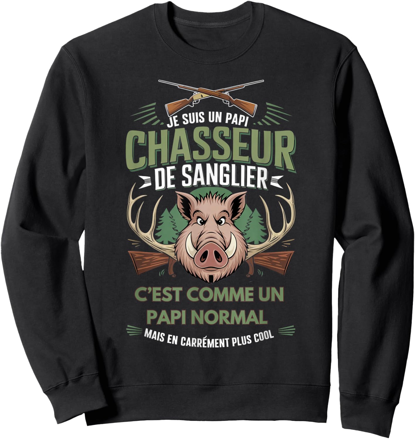 Gift Grandpa Boar Hunter Retirement Hunting Humour Sweatshirt - Sweatshirt | Black