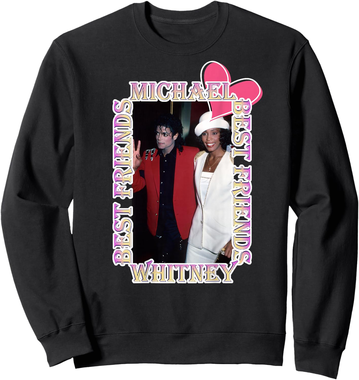 Michael Jackson_Whitney Houston_Back printed , Black, S Sweatshirt - Sweatshirt | Black