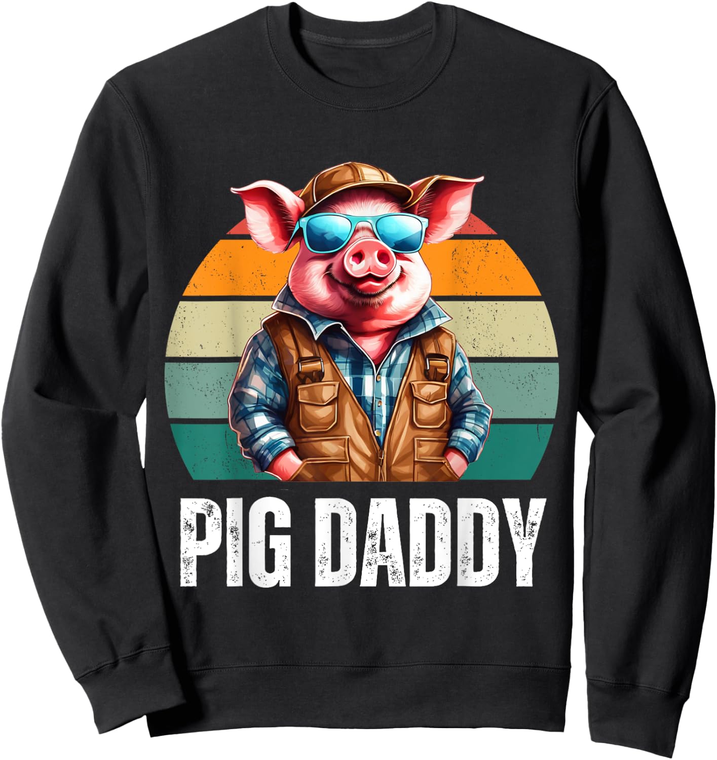Pig Dad Daddy Father's Day Pig Lovers Farmer Sweatshirt - Sweatshirt | Black