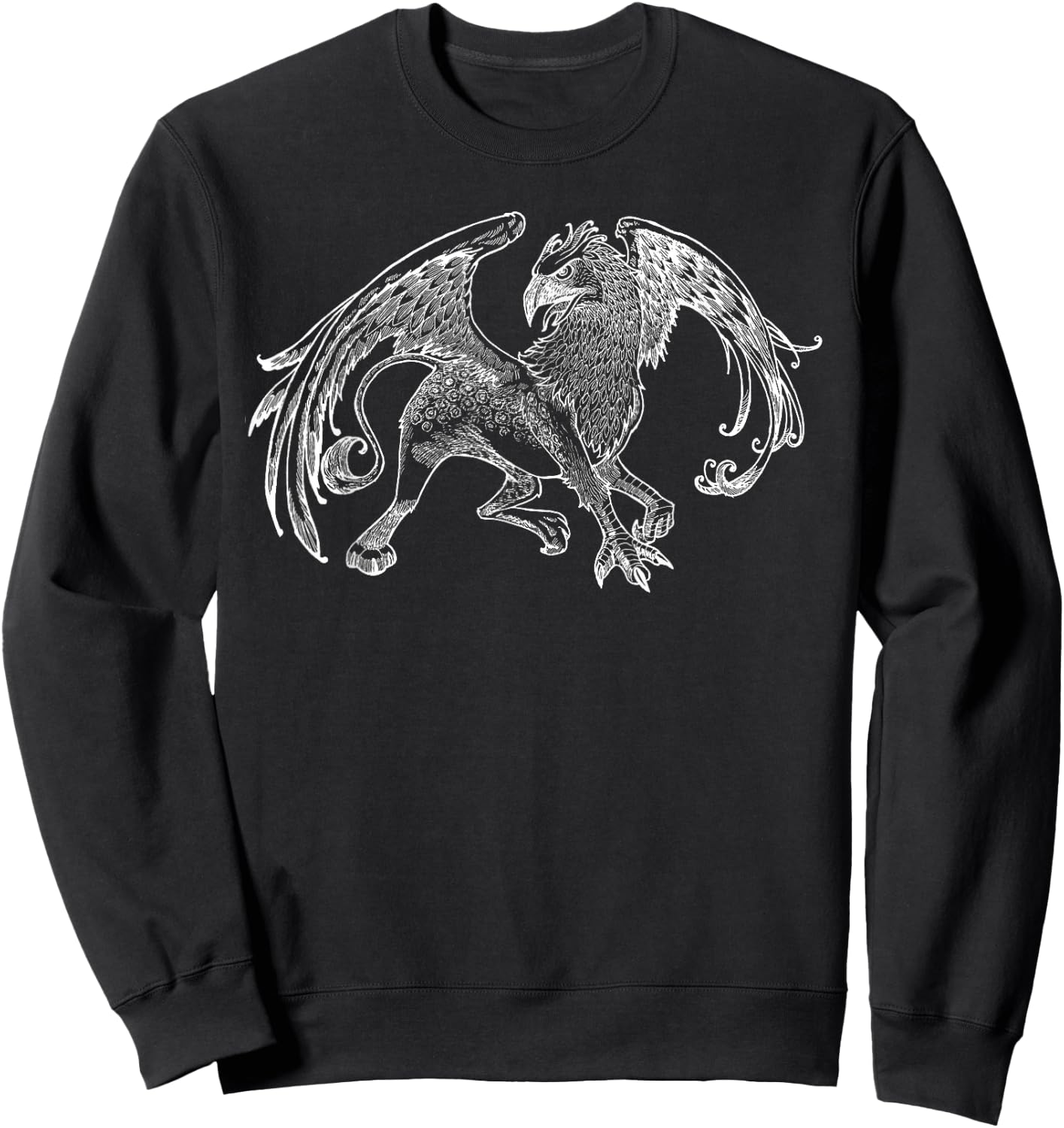 Mythical Sketched Griffin Lion Eagle Art Namesake Sweatshirt - Sweatshirt | Black
