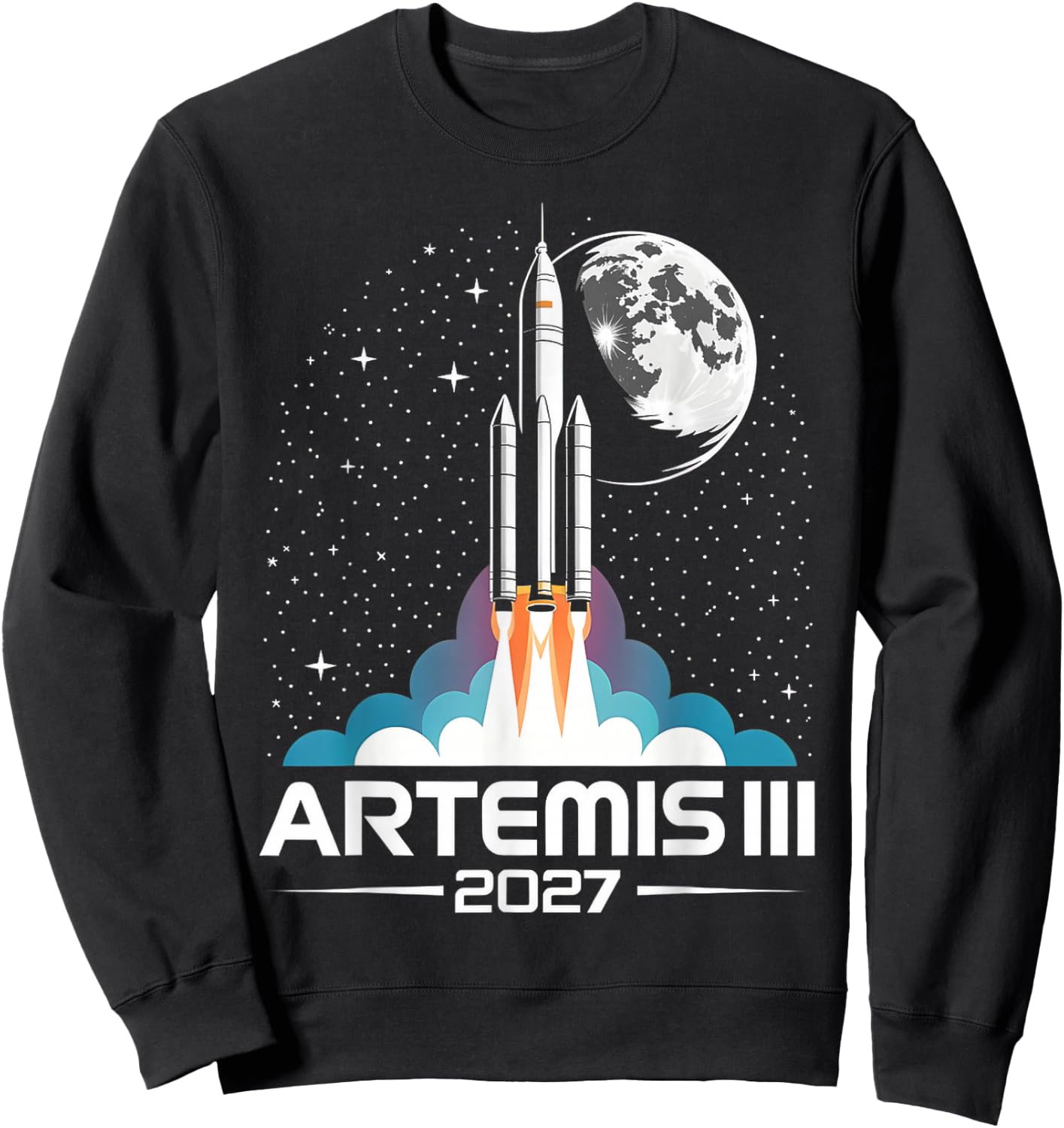 Artemis III 3 2027 Retro Space Earth Low Orbit Sweatshirt - Sweatshirt | Black