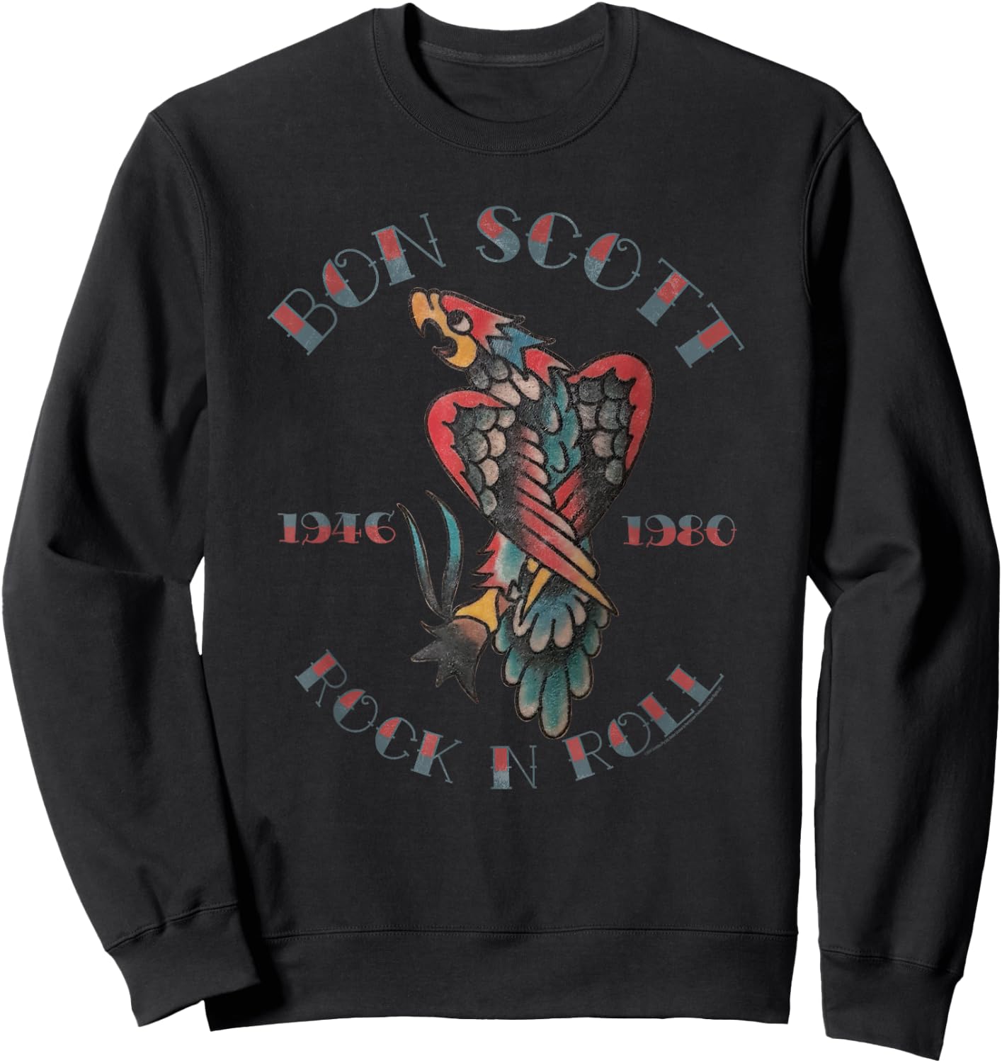 Bon Scott Rock N Roll Tattoo 1946-1980 Sweatshirt - Sweatshirt | Black