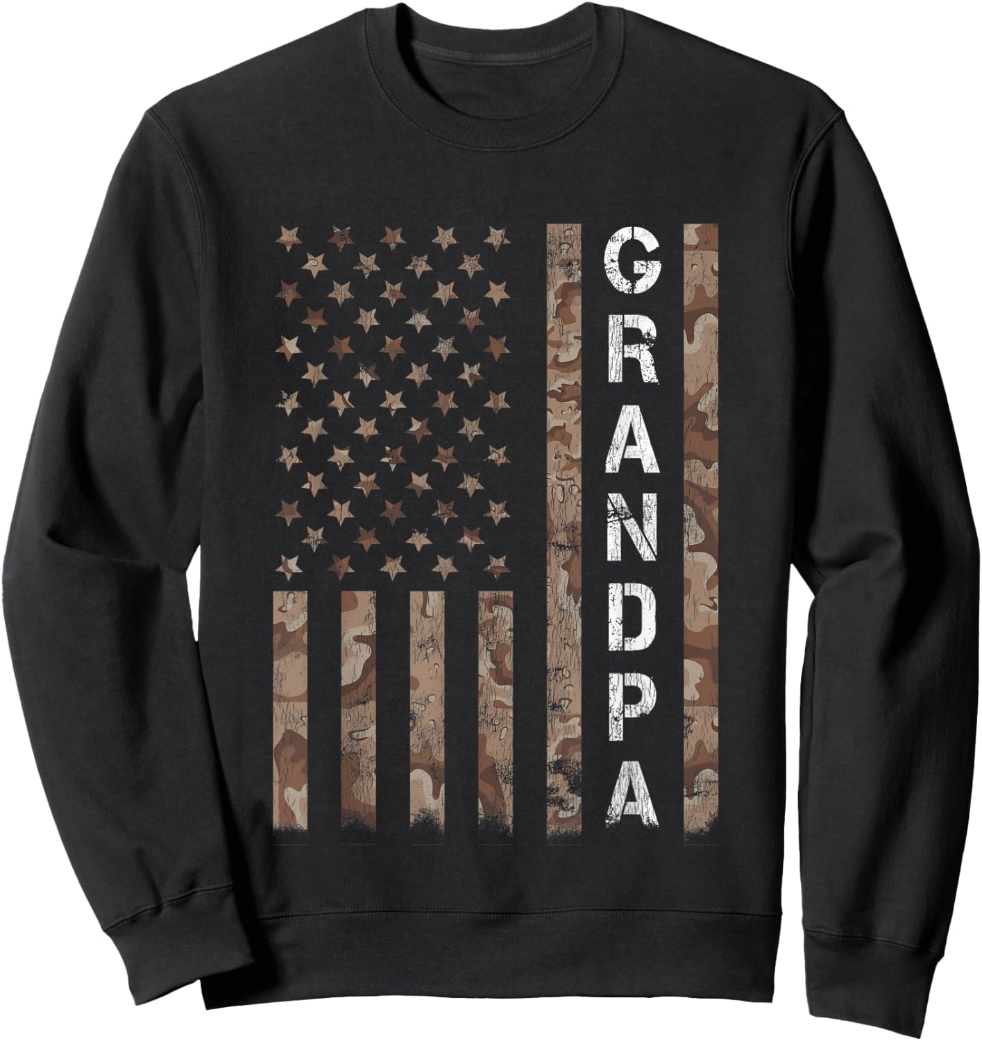 Grandpa Grandfather American Flag Fathers Day Men Sweatshirt - Sweatshirt | Black
