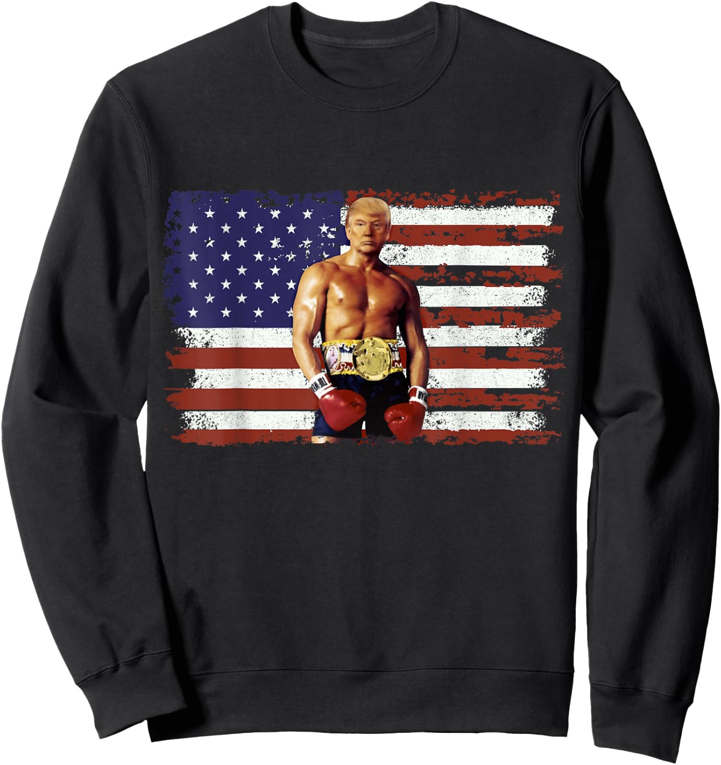 Trump Rocky Funny Boxer Trump Trump Rocky Meme Sweatshirt - Sweatshirt | Black