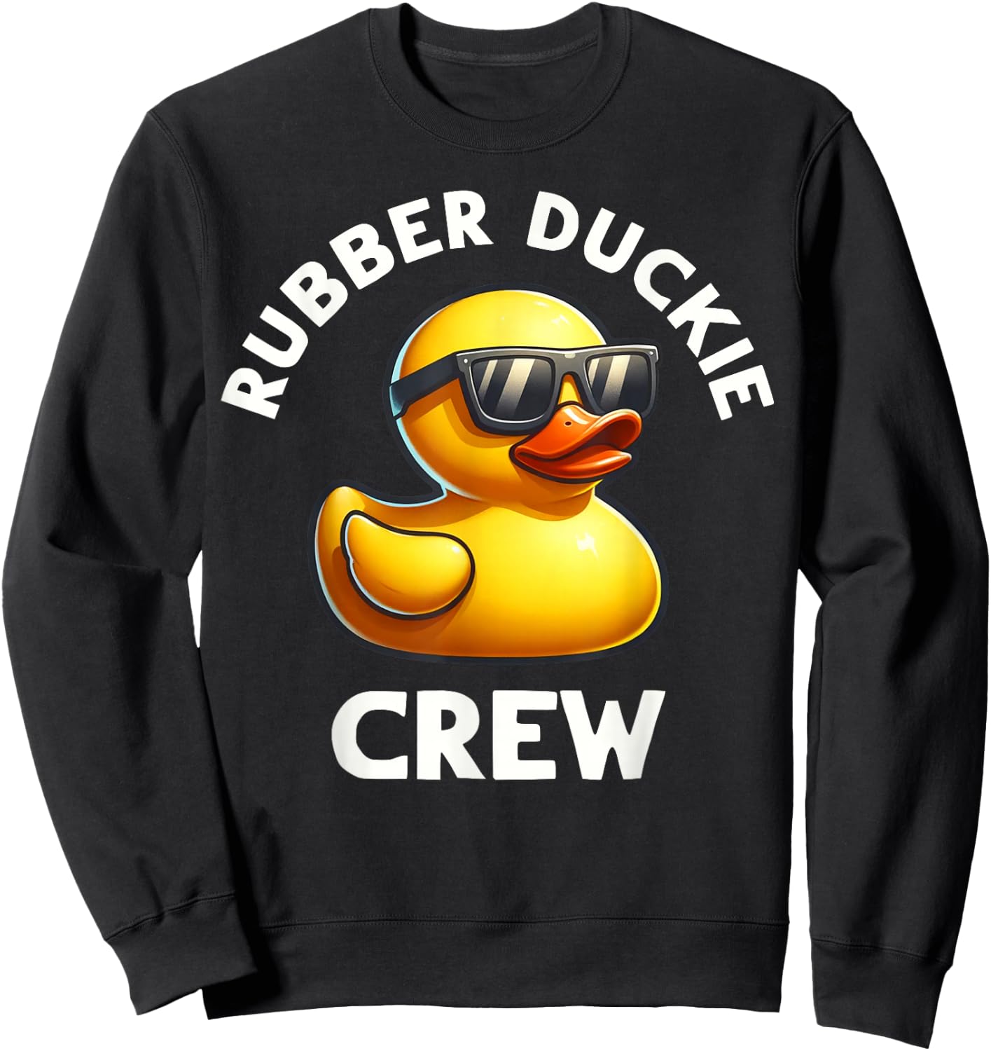 Rubber Duck Funny Quack Yellow Rubber Duckie Crew Graphic Sweatshirt - Sweatshirt | Black