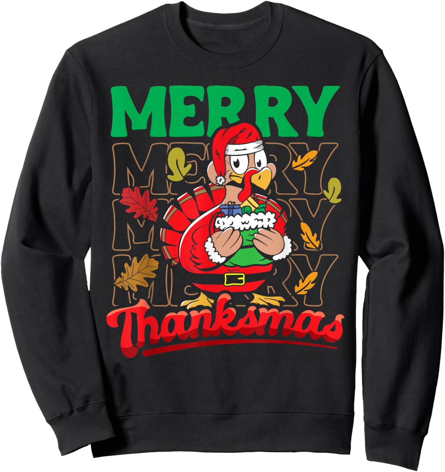 Happy Thanksgiving Thanksgiving Christmas Turkey Sweatshirt - Sweatshirt | Black
