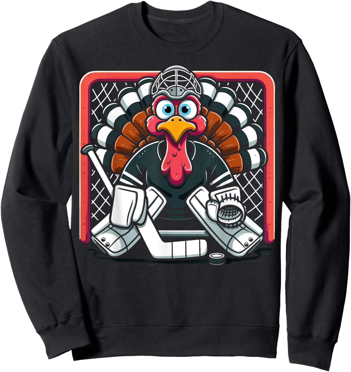 Thanksgiving Turkey Ice Hockey Goalie Youth Boys Thankful Sweatshirt - Sweatshirt | Black