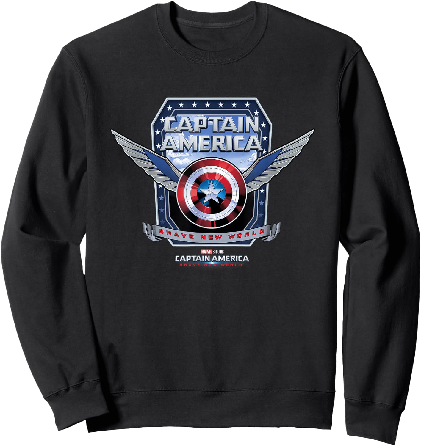 Marvel Captain America: Brave New World Winged Shield Logo Sweatshirt - Sweatshirt | Black