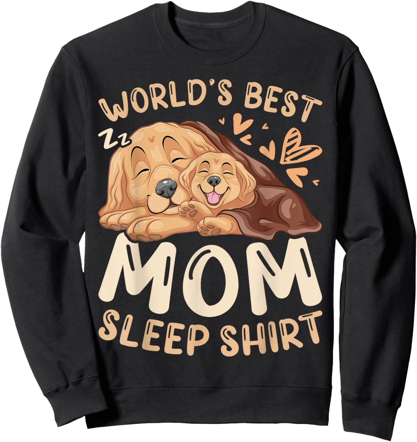 World's Best Mom Sleep Shirt, Golden Retriever with Puppy Sweatshirt - Sweatshirt | Black