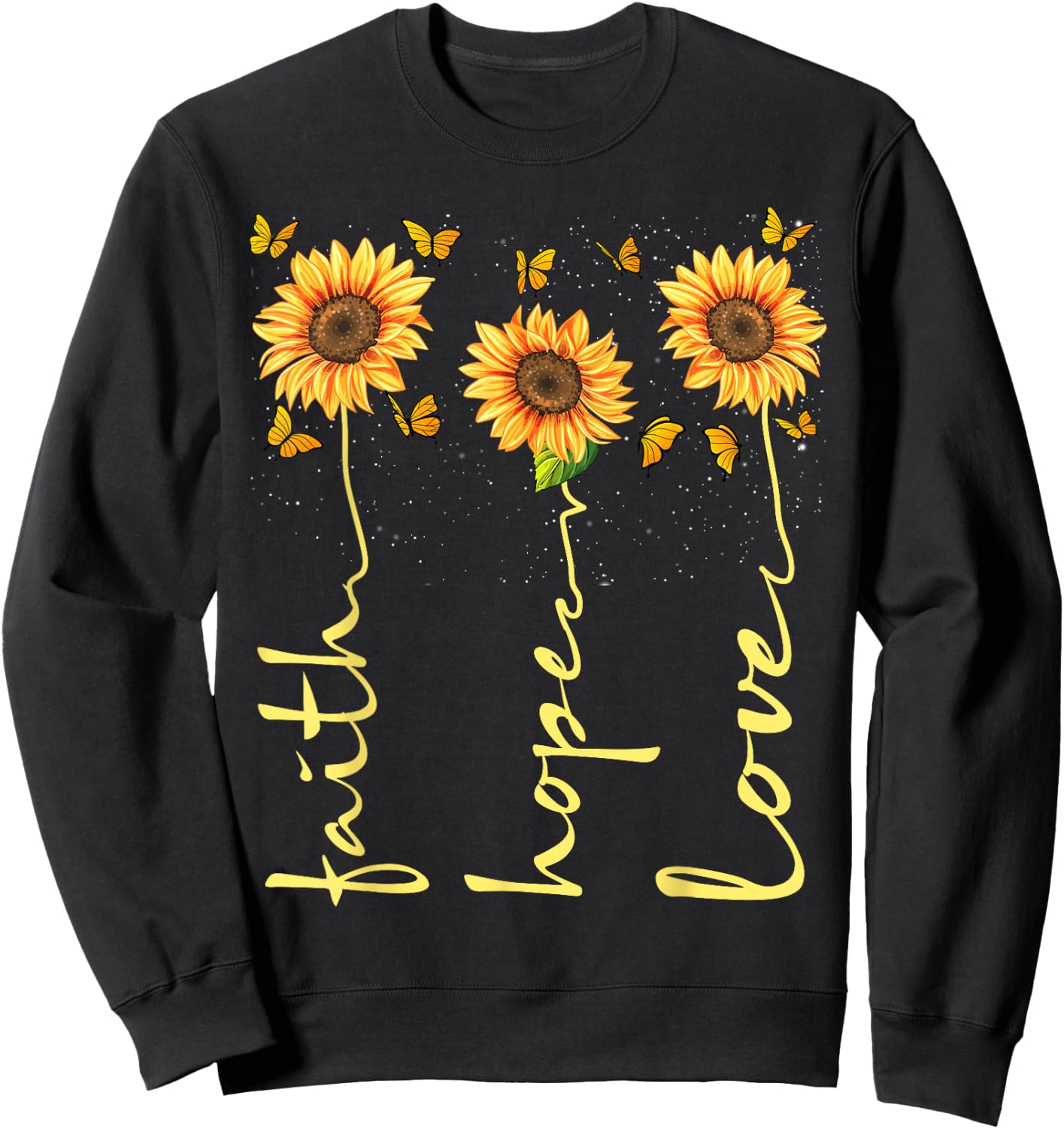 Christian Sunflower Faith Hope Love Sweatshirt - Sweatshirt | Black