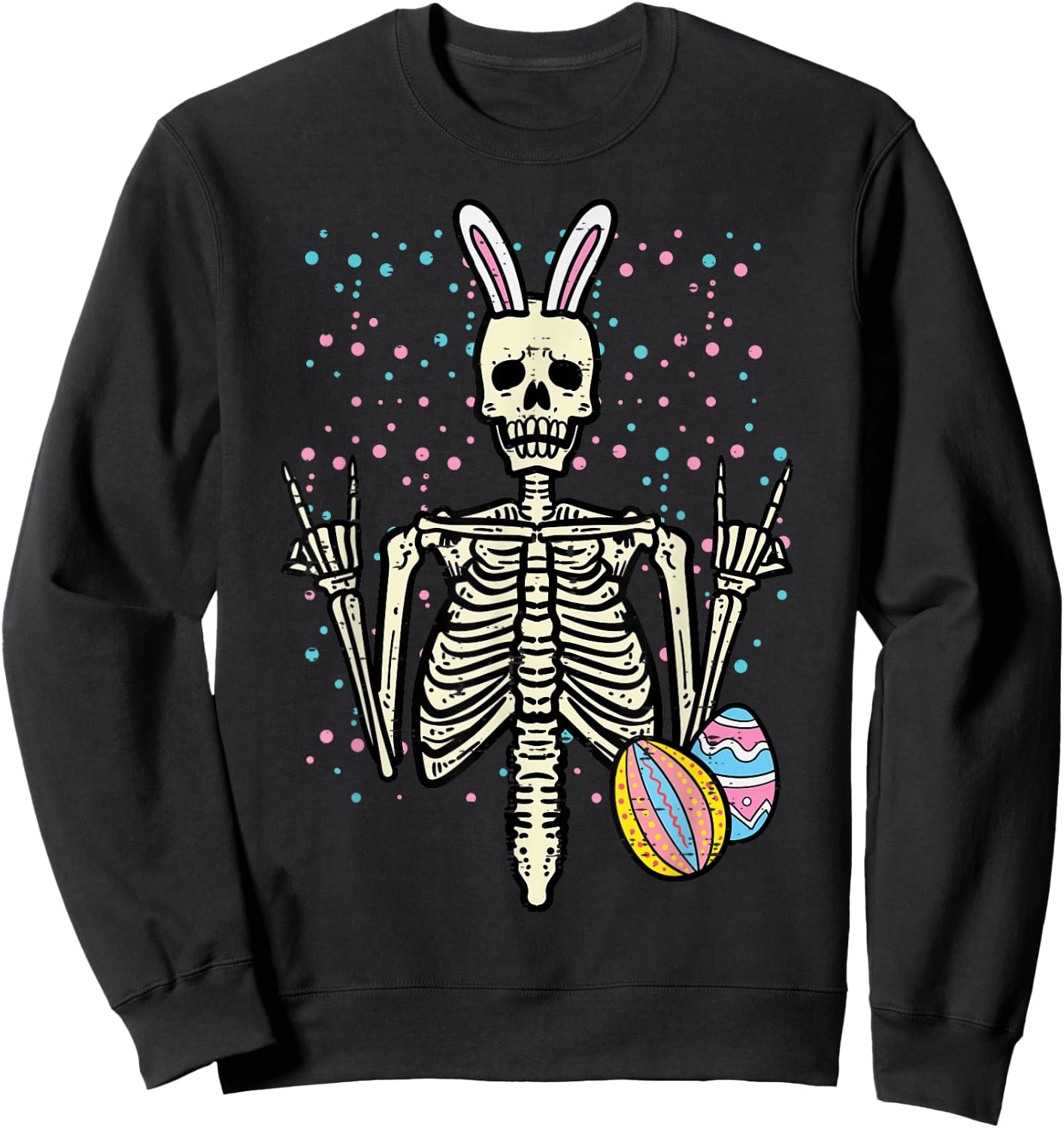 Easter Rocker Skeleton Rock Hand Men Boys Toddler Kids Youth Sweatshirt - Sweatshirt | Black