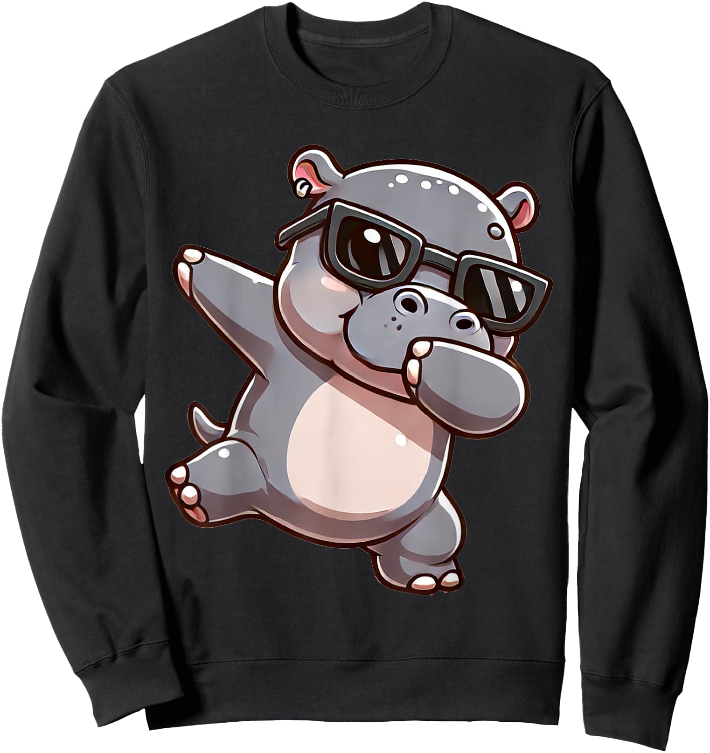 Dabbing Hippo Funny Hippo Zoomotiv Hippo , black, S Sweatshirt - Sweatshirt | Black