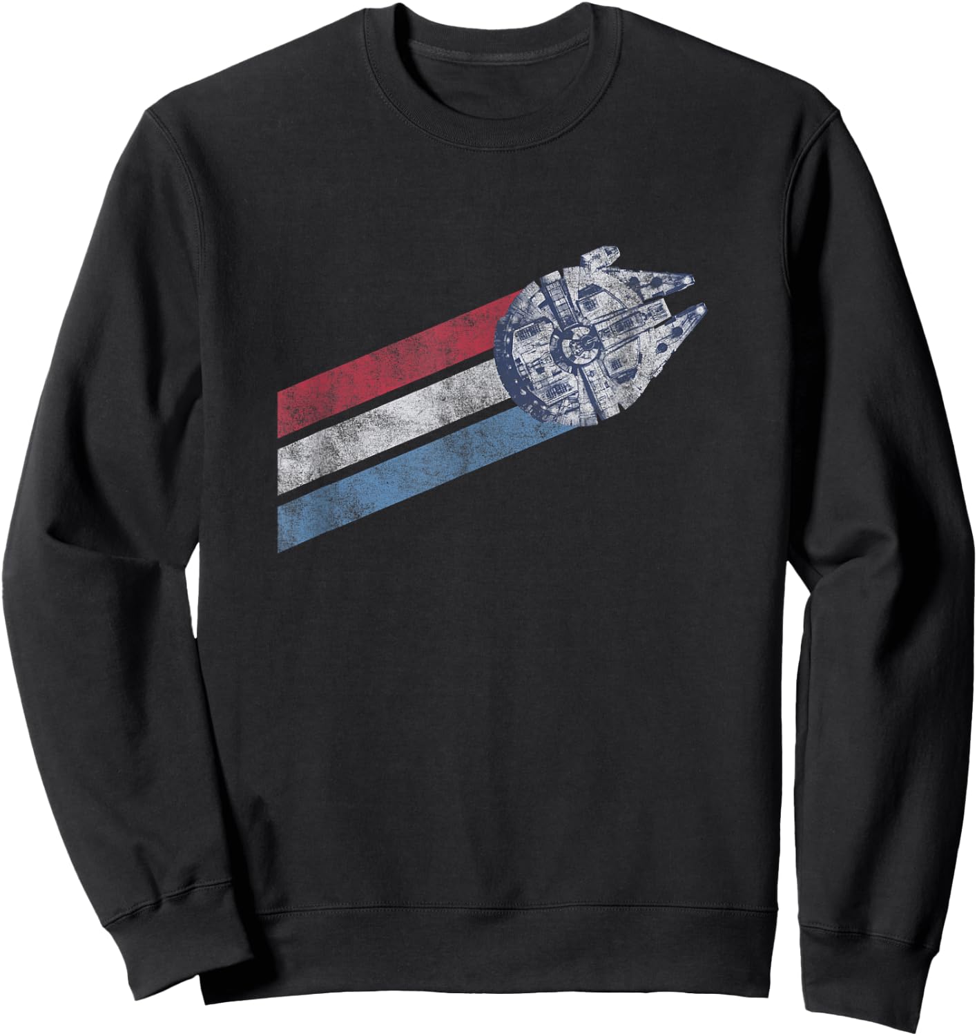 Star Wars Classic Americana Stripes Millennium Falcon Shot Sweatshirt - Sweatshirt | Black