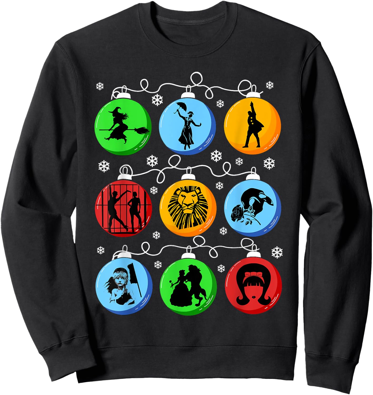 Broadways Christmas Bulbs Ornament lights Xmas Gift Sweatshirt - Sweatshirt | Black