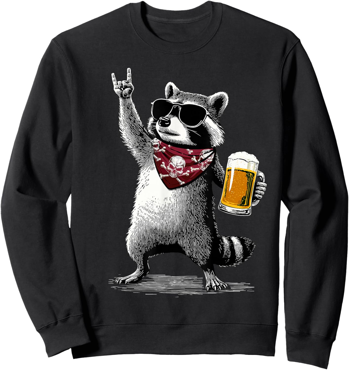 Raccoon Rock On Beer Bar Kneipentour und trinkt lustiges Bier Sweatshirt - Sweatshirt | Black