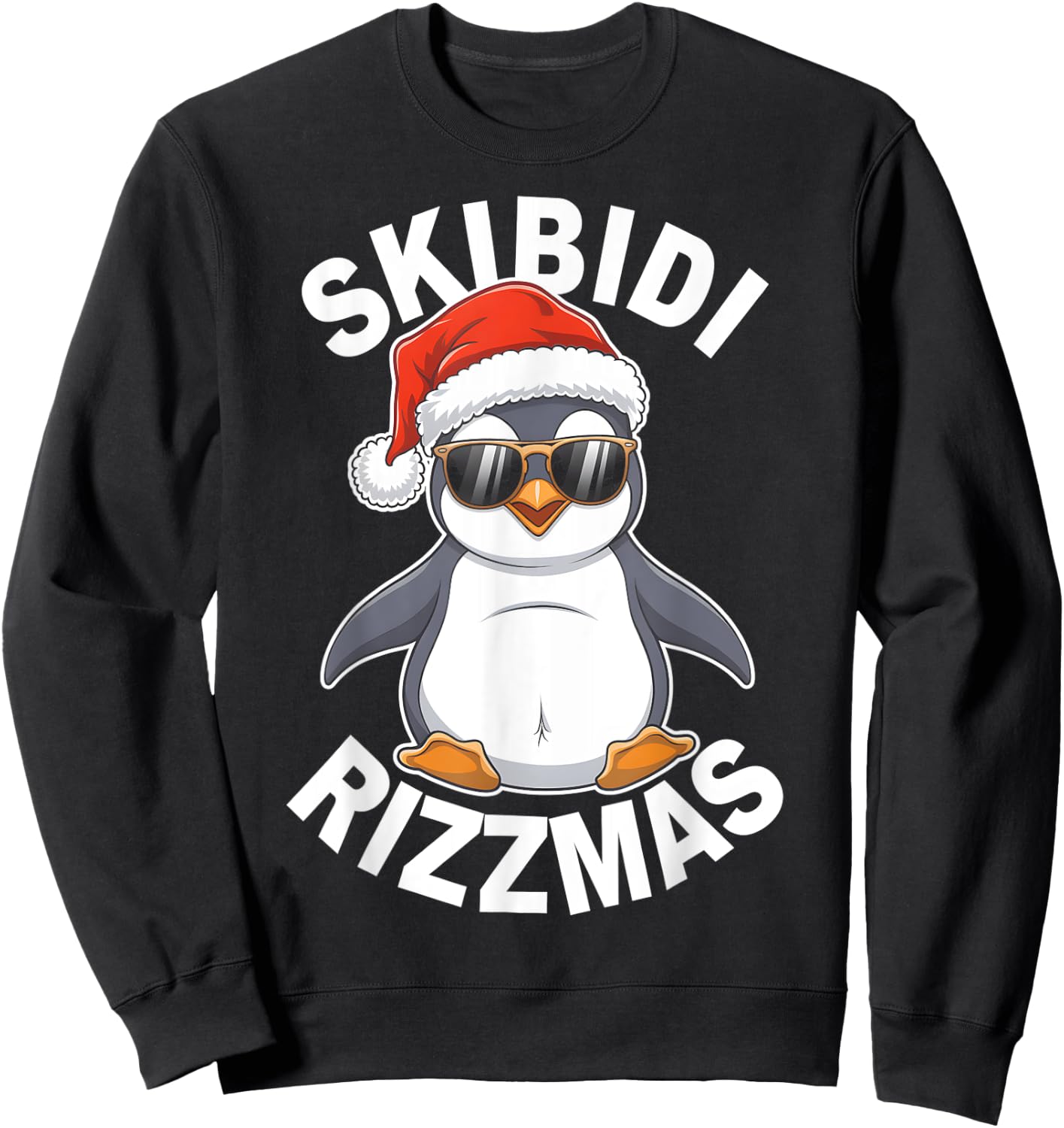 Skibidi Rizzmas Funny Christmas Christmas Season Penguin Sweatshirt - Sweatshirt | Black