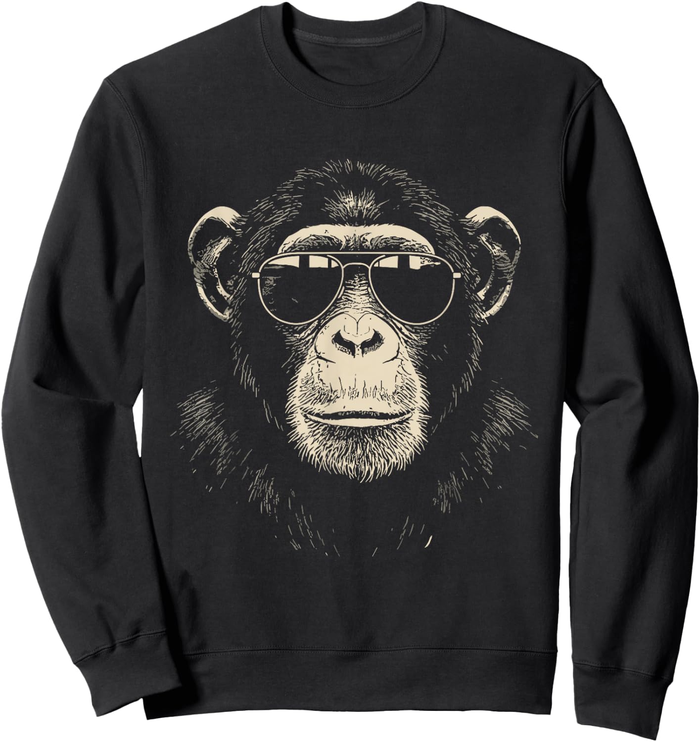 Cute Chimp Wearing Sunglasses Monkey Shirt Women Sweatshirt - Sweatshirt | Black
