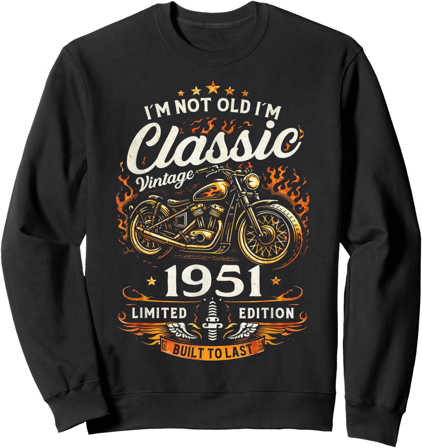 75 Ans Anniversaire Homme Moto Motard Biker 1951 Sweatshirt - Sweatshirt | Black