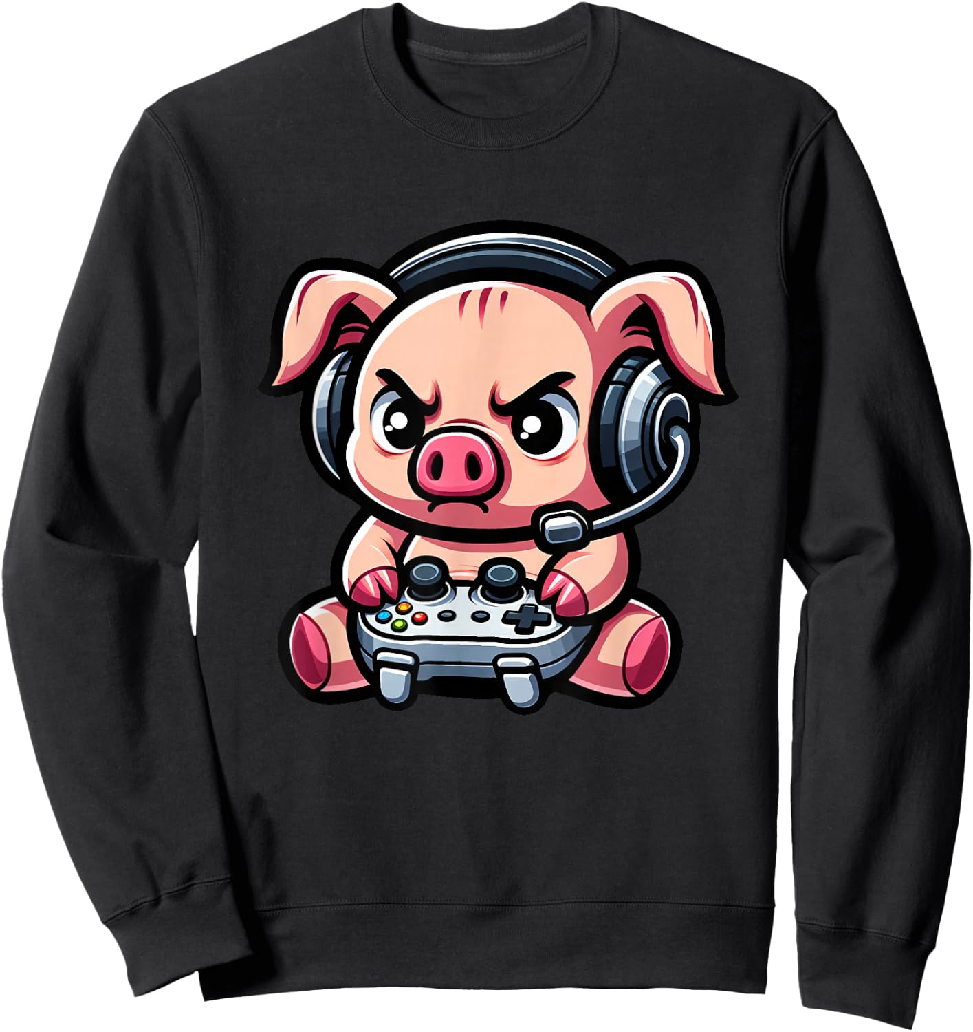 Cute Pig Funny Gamer Video Games Boys Girls Kids Sweatshirt - Sweatshirt | Black