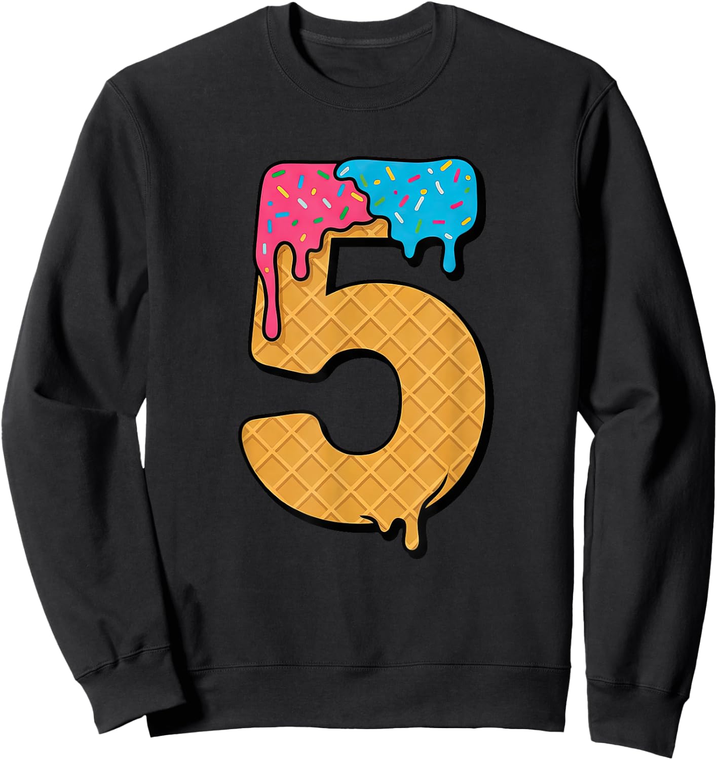 5th Birthday Ice-Cream Drip Five 5 Year Old Bday Boys Girls Sweatshirt - Sweatshirt | Black