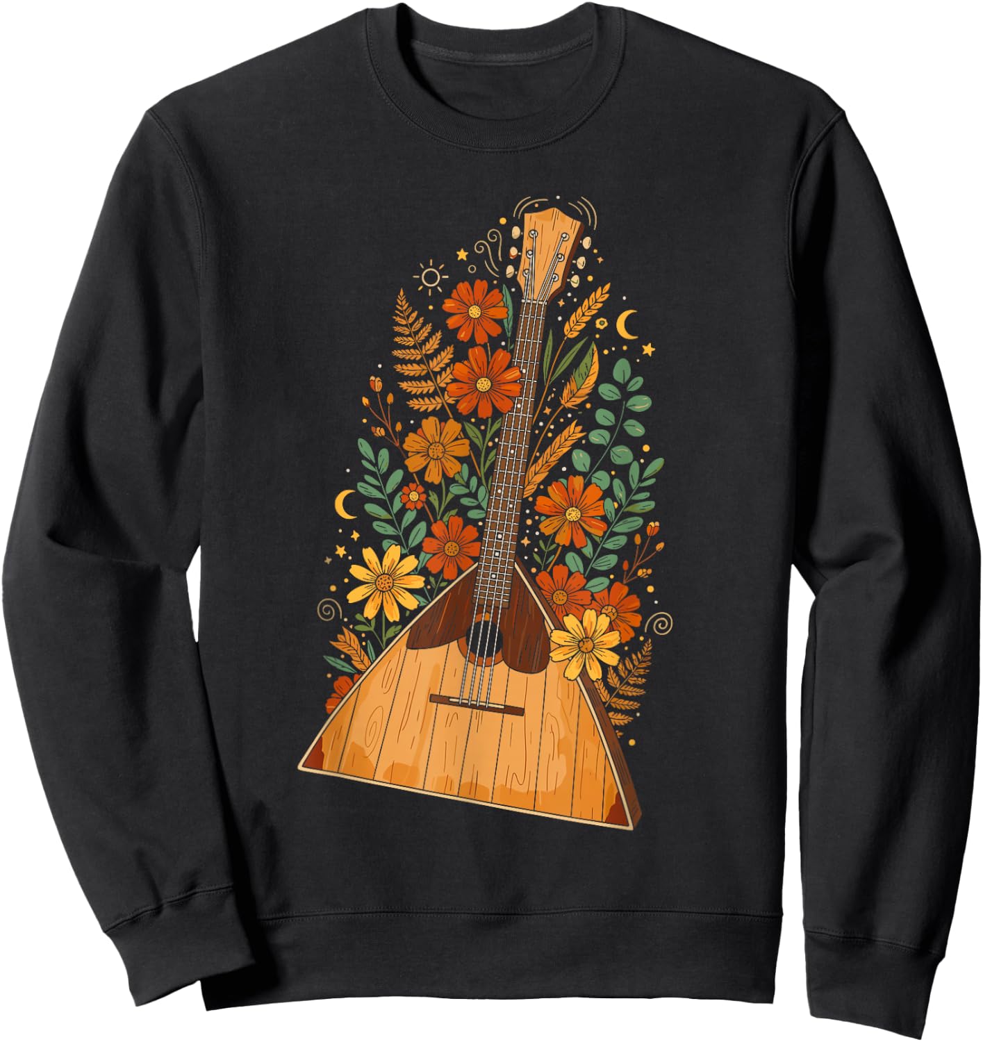 Boho Floral Balalaika Folk Sweatshirt - Sweatshirt | Black