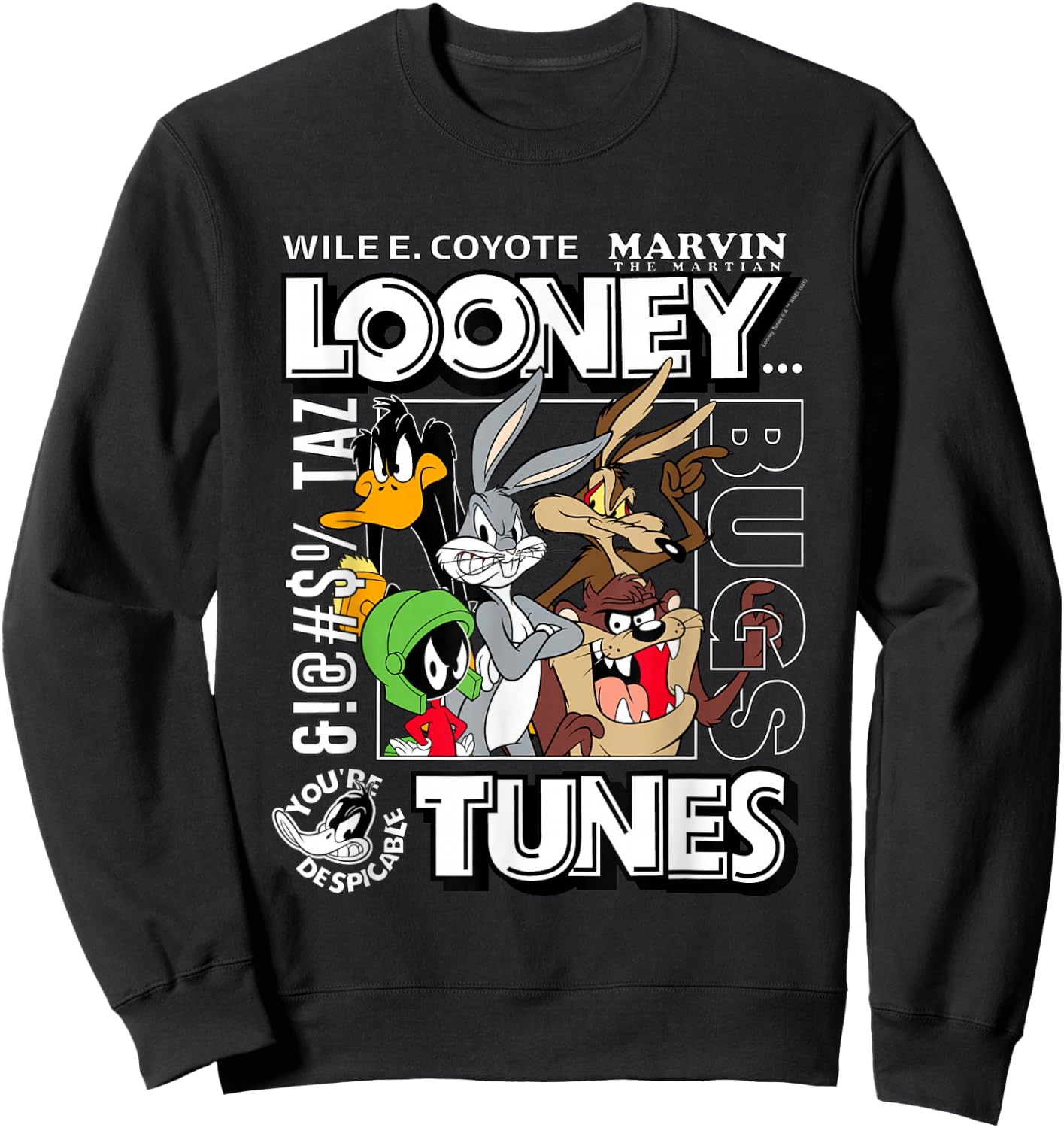 Looney Tunes Wiley, Bugs, Taz, Marvin The Martian Sweatshirt - Sweatshirt | Black