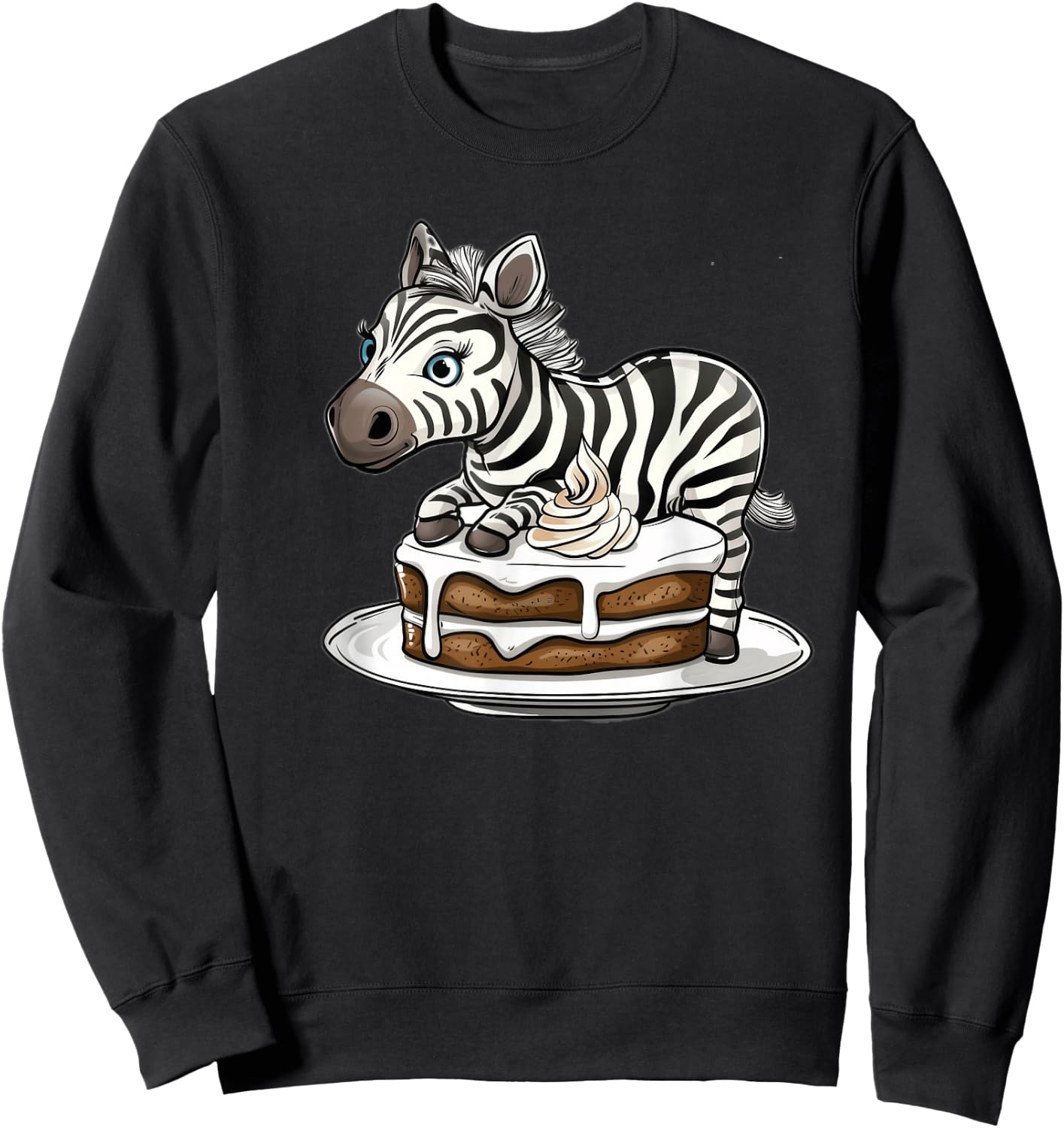 Zebra Cake With A Cartoon Style Sweatshirt - Sweatshirt | Black